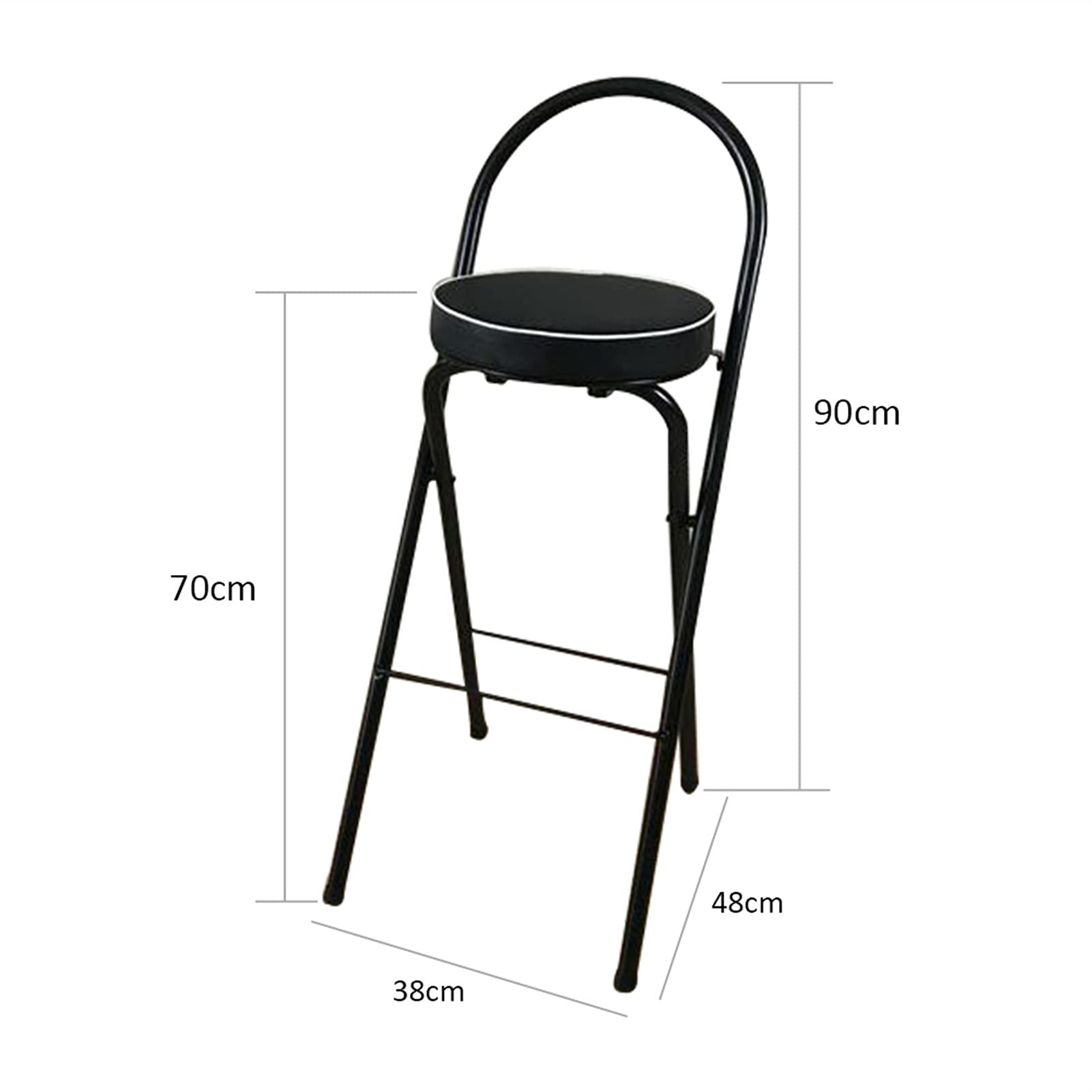 Foldable High Stool - 70cm Portable Folding Chair for Home, Bar, Counter & Cash Register - Lightweight & Durable Leisure Stool in Black - Perfect for Indoor & Outdoor Use, Parties, Camping & Small Spaces