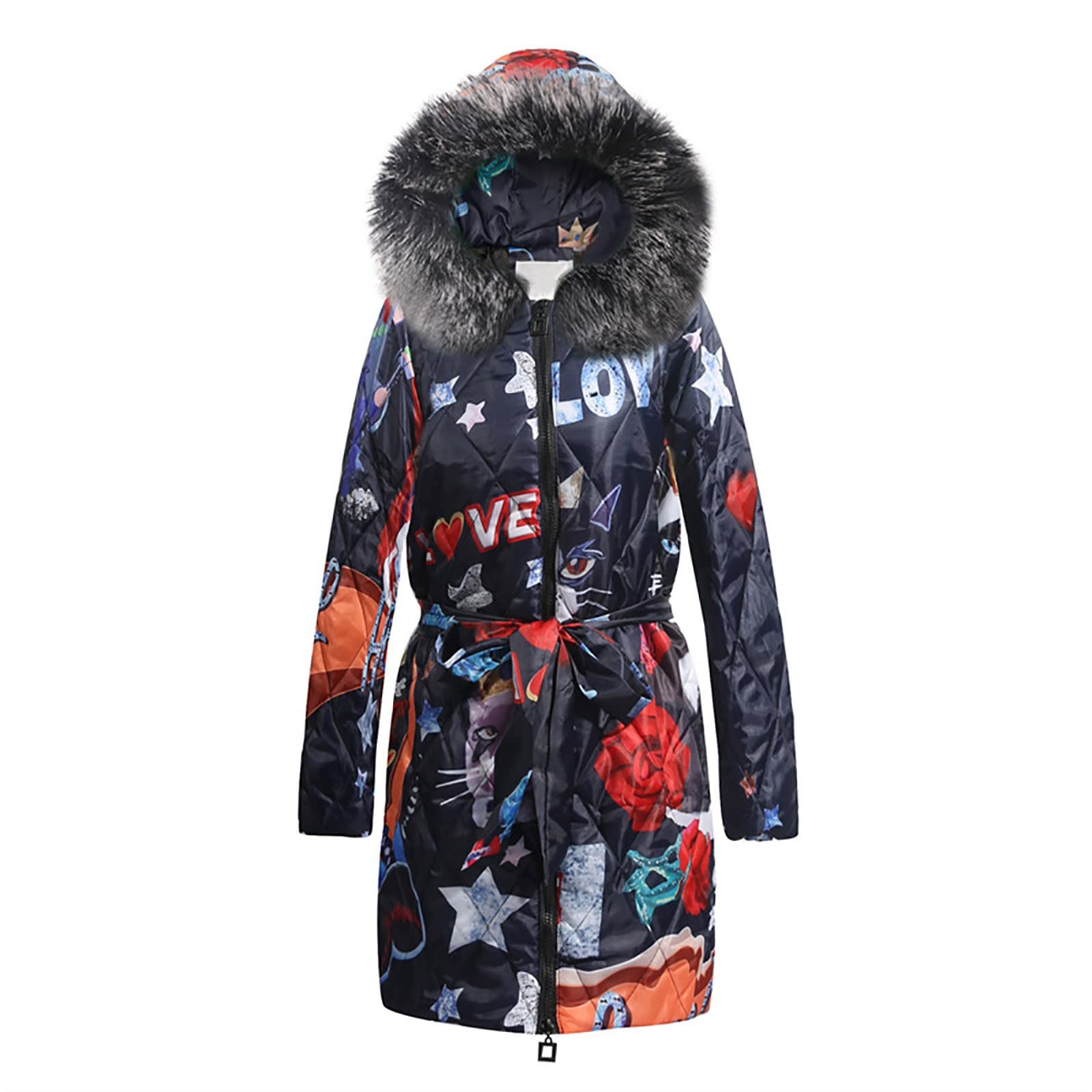 SNKSDGM Women's Mid-Length Fleece Jacket with Hood - Winter Warm Solid Color Casual Coat for Women | Cozy Outdoor Activities & Daily Wear