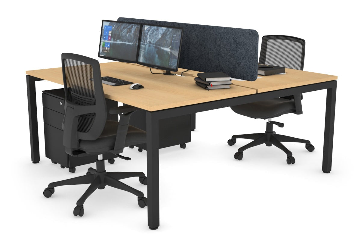 Quadro Square Legs 2 Person Office Workstation Desk - 1200L x 800W with Cable Management Scallop - Perfect for Shared Workspaces & Home Offices