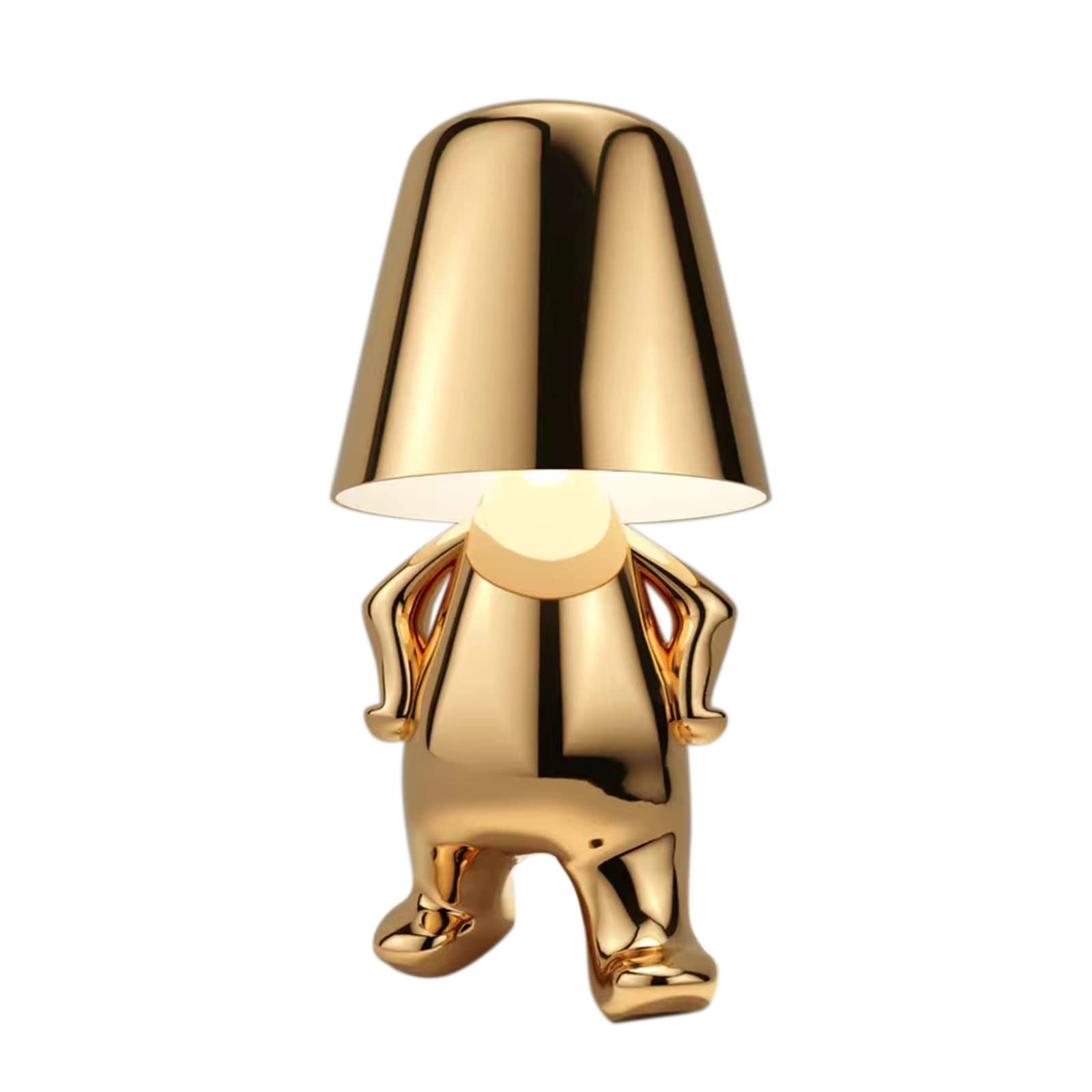 Creative Golden Man LED Desk Lamp with USB Port & Touch Control - 3-Level Brightness Adjustable Night Light for Bedroom, Office, Kids Room & Living Room | Perfect for Reading, Working & Home Decor