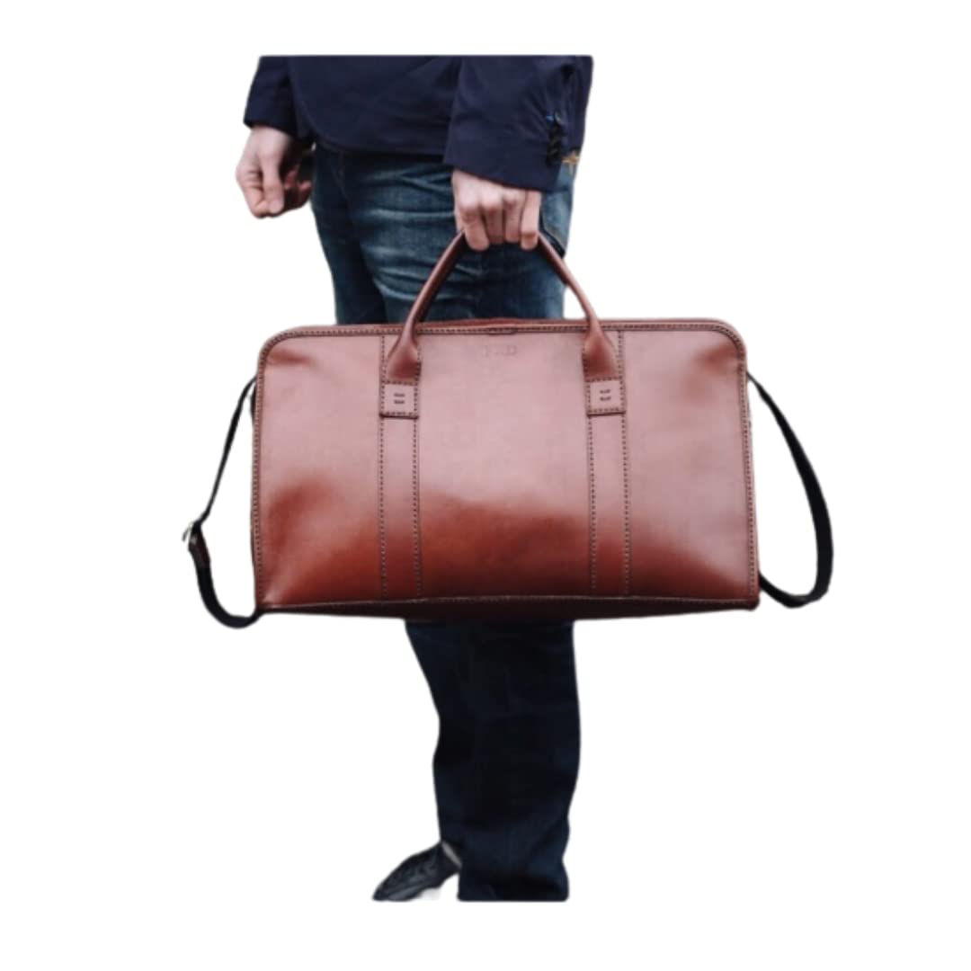 Personalized Monogrammed Leather Messenger Bag for Men - Large Laptop Briefcase, Work & Computer Shoulder Bag - Perfect for Office, Business Travel & Daily Commute