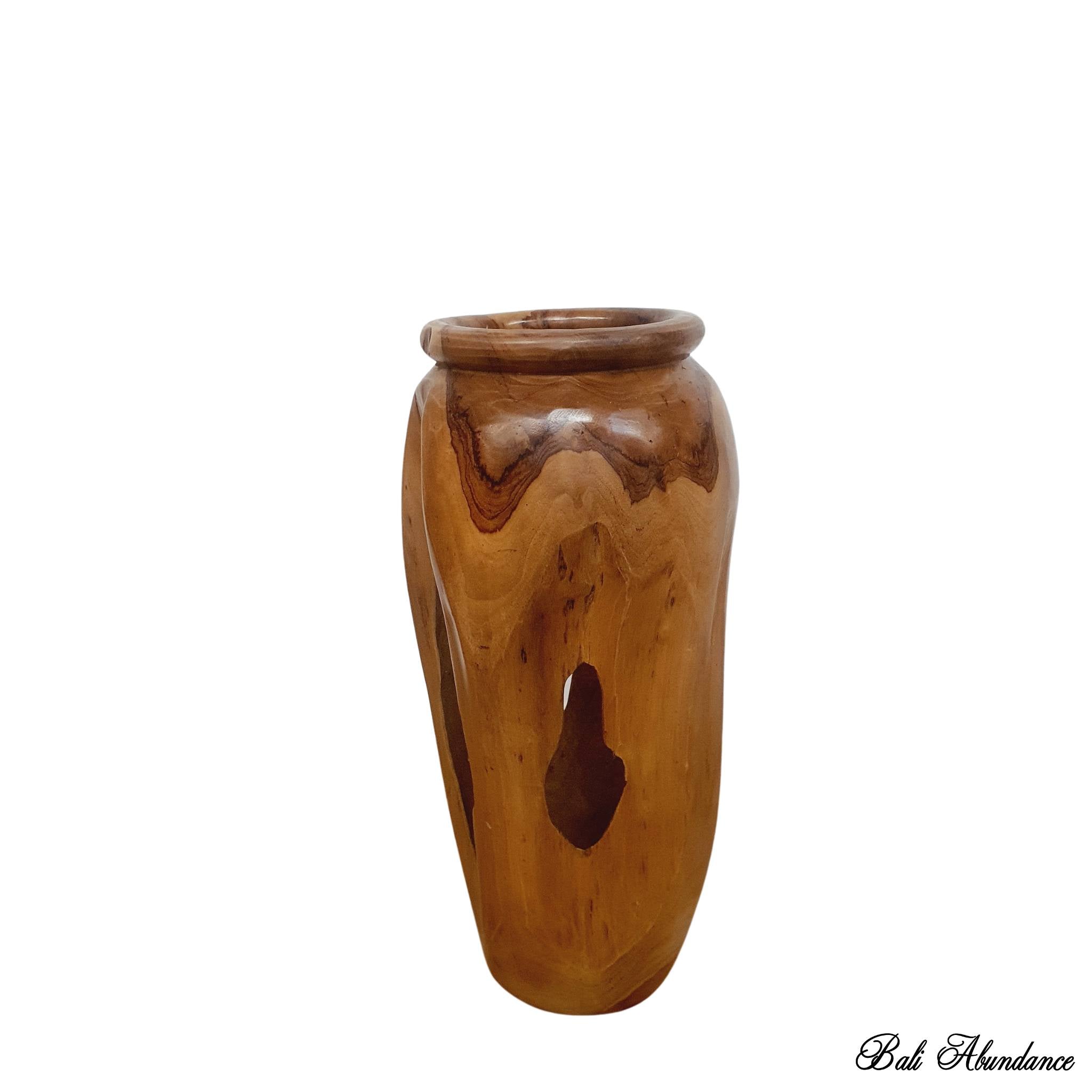 Premium Teak Wood Plant Pot - Handcrafted Indoor/Outdoor Planter for Succulents, Herbs & Flowers | Perfect for Home, Garden & Patio Decor