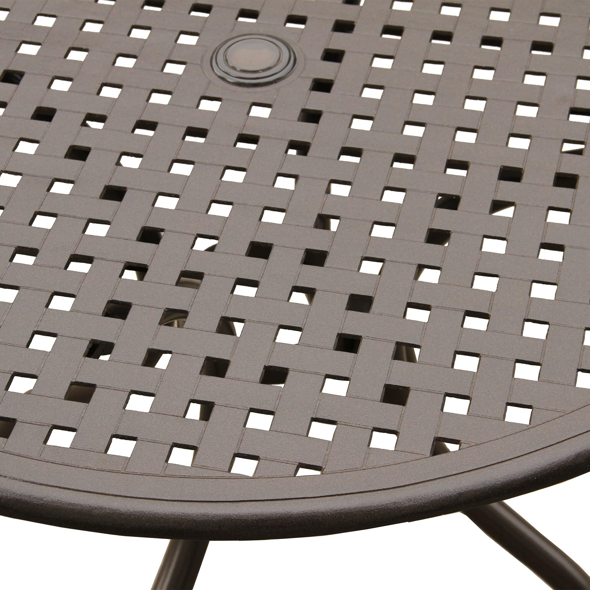 Modern 42-inch Round Outdoor Dining Table - Black Aluminum Mesh Patio Table by Oakland Living | Perfect for Backyard, Garden, Poolside & Restaurant Outdoor Seating