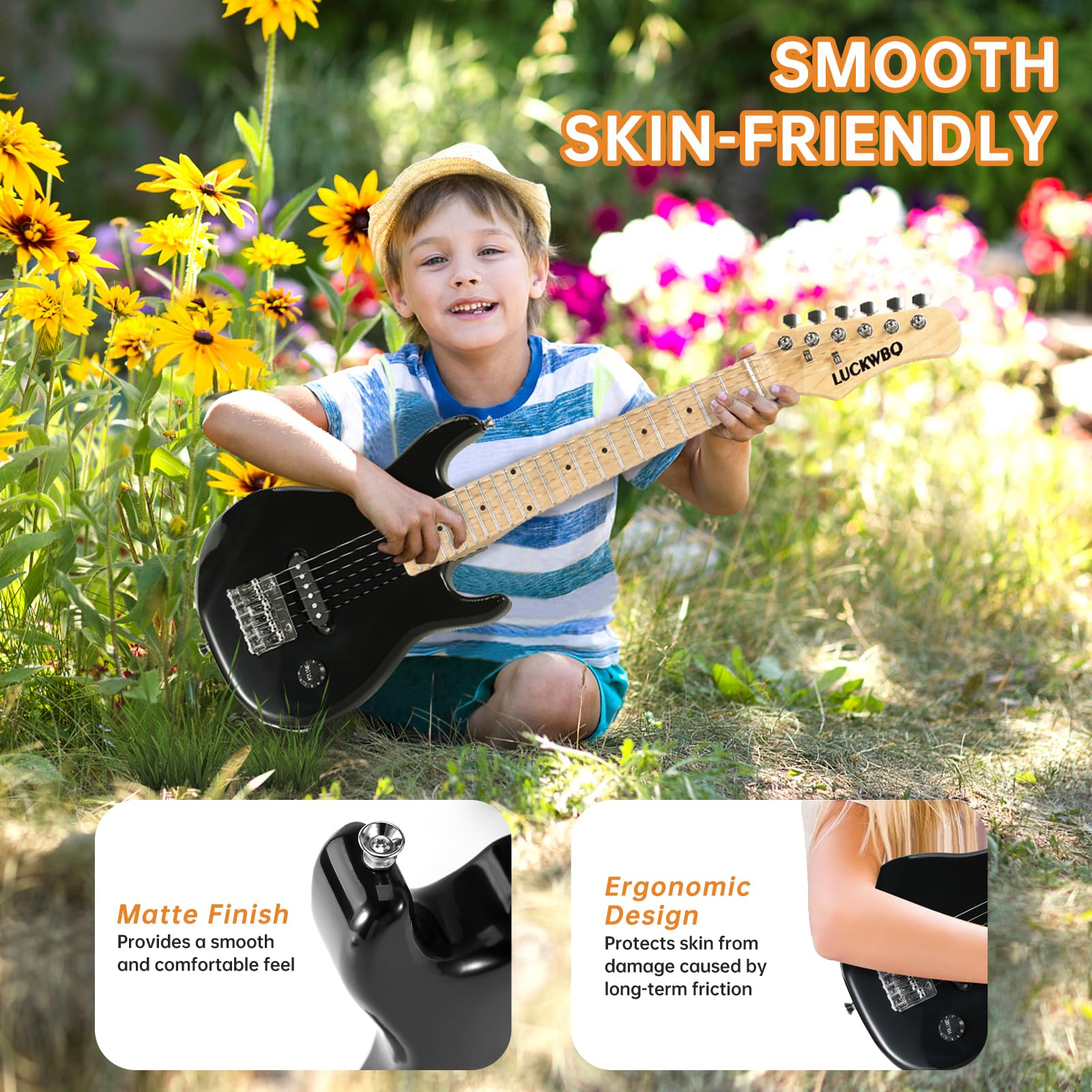 **30 Inch Kids Electric Guitar Beginner Kit - ST Style Mini Electric Guitar for Boys & Girls with 5W Amp, Strap, Gig Bag, Tuner & Picks (Black) - Perfect for Learning, Practice & Home Performances**