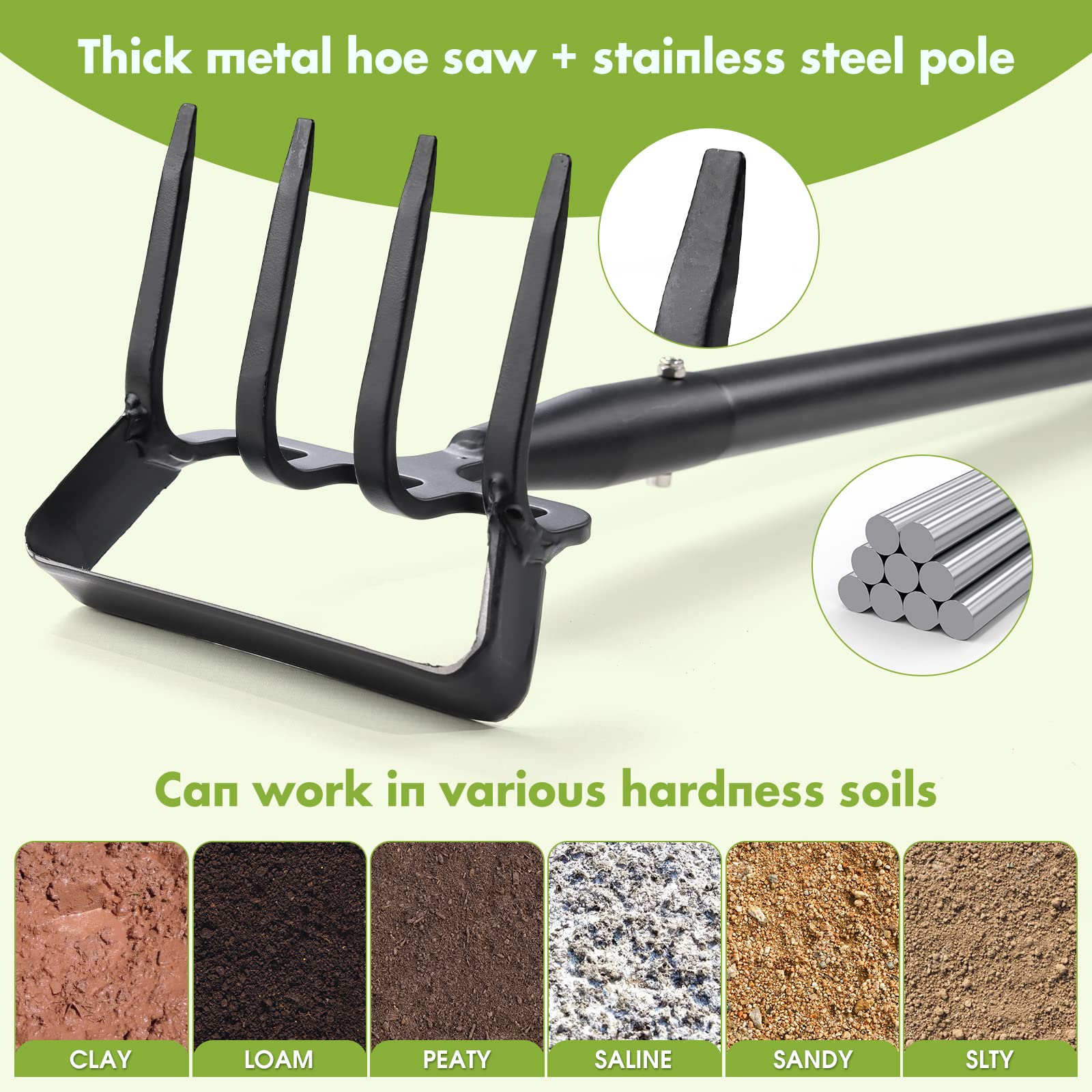 2-in-1 Weed Puller & Garden Hoe Tool with Adjustable 37