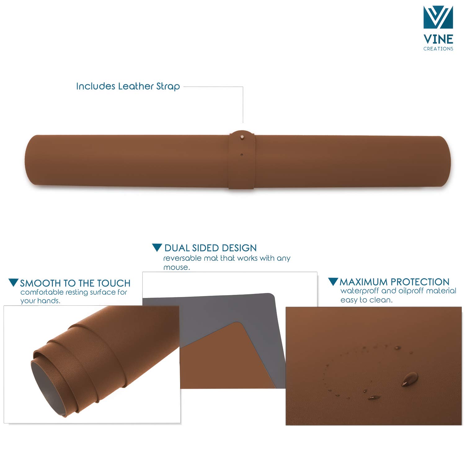 Premium PU Leather Desk Pad Protector - 44