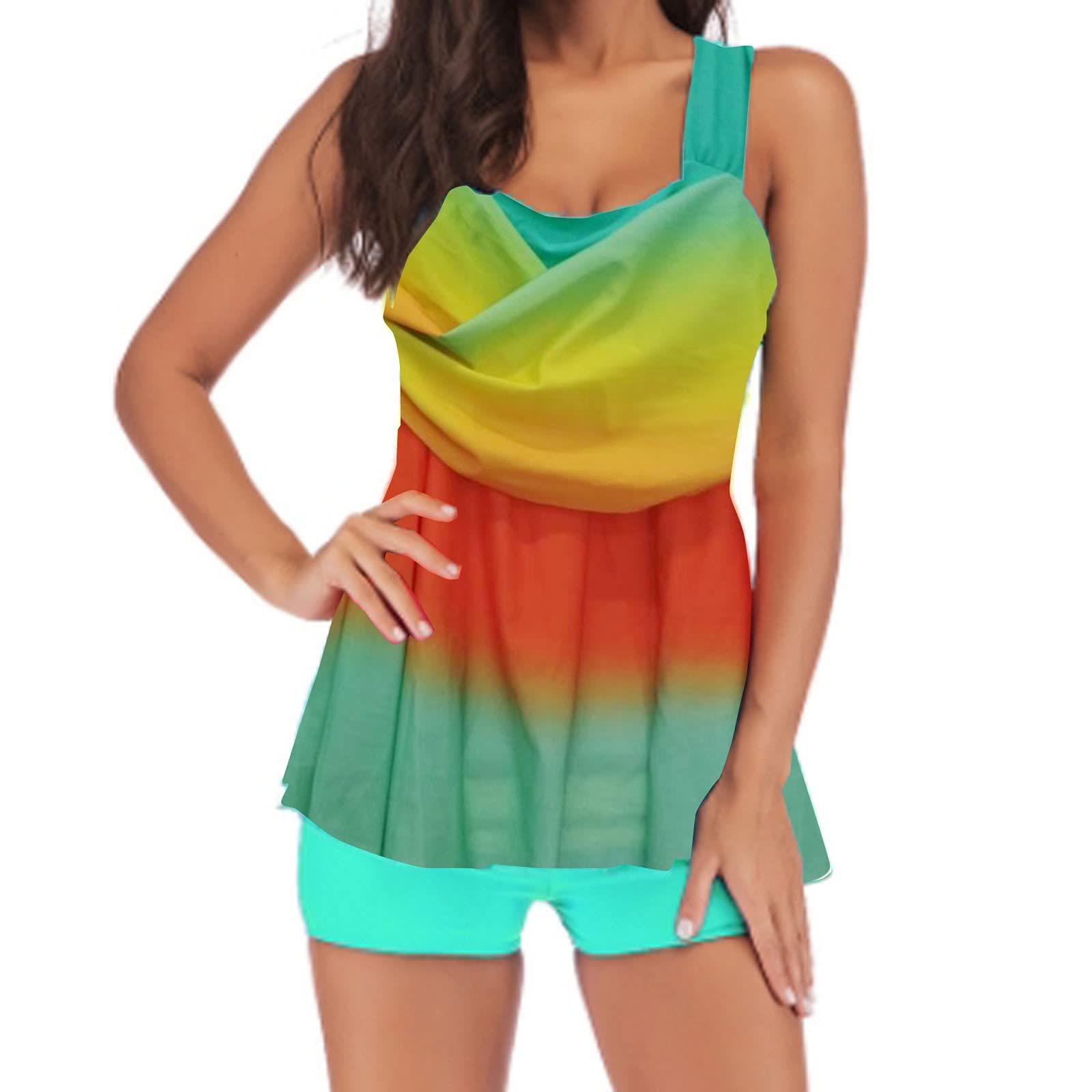 Plus Size Women's Tankini Swimsuit with Padded Top - Comfortable & Supportive Beachwear for Swimming, Sunbathing & Vacation
