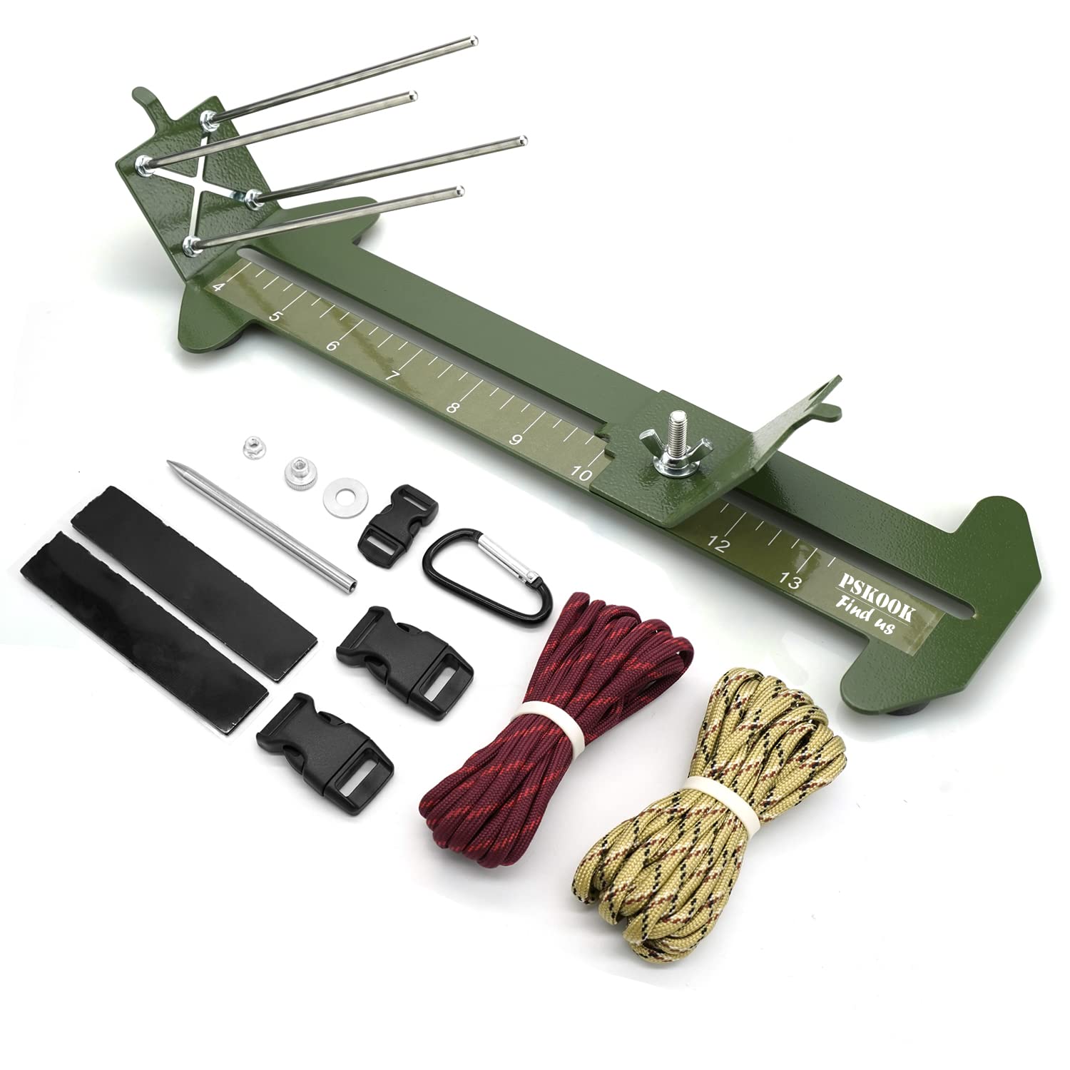 PSKOOK Adjustable Paracord Bracelet Jig Kit - DIY Weaving Tool Set for Survival Bracelets & Crafts (Army Green) - Perfect for Outdoor Adventures, Camping & Emergency Preparedness