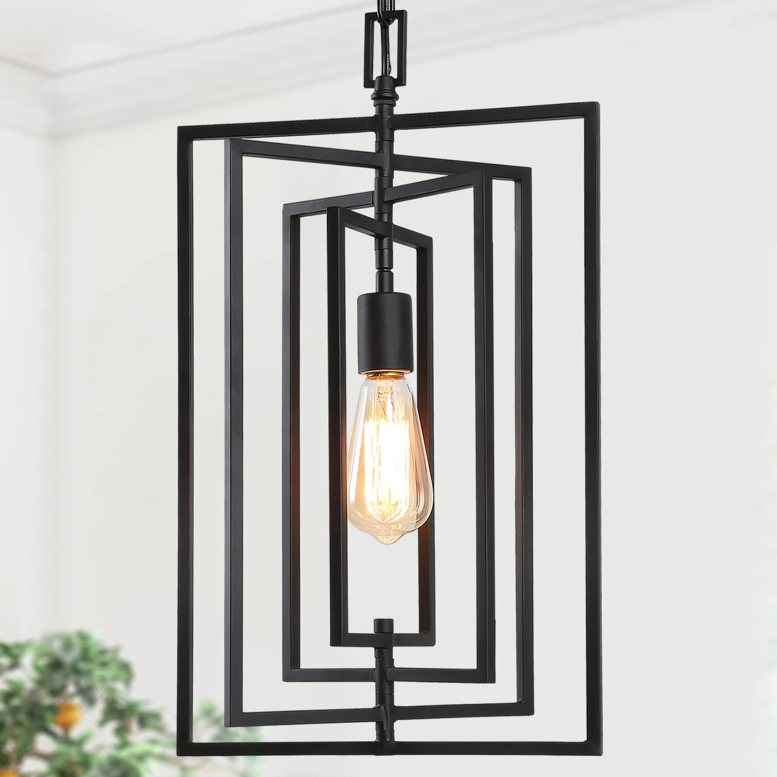KSANA Adjustable Black Pendant Lighting for Kitchen Island & Foyer Chandelier - 12