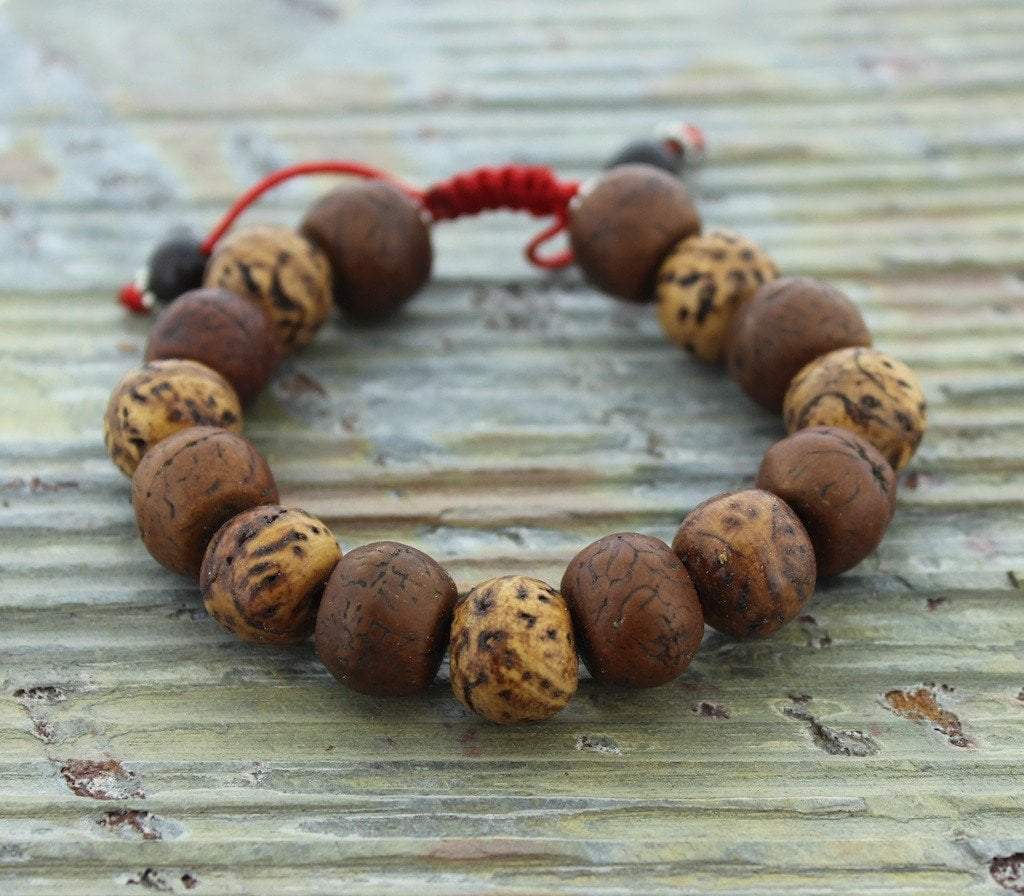 Adjustable Tibetan Bodhi Seed Wrist Mala Bracelet - Buddhist Meditation Beads for Yoga, Mindfulness & Spiritual Practice