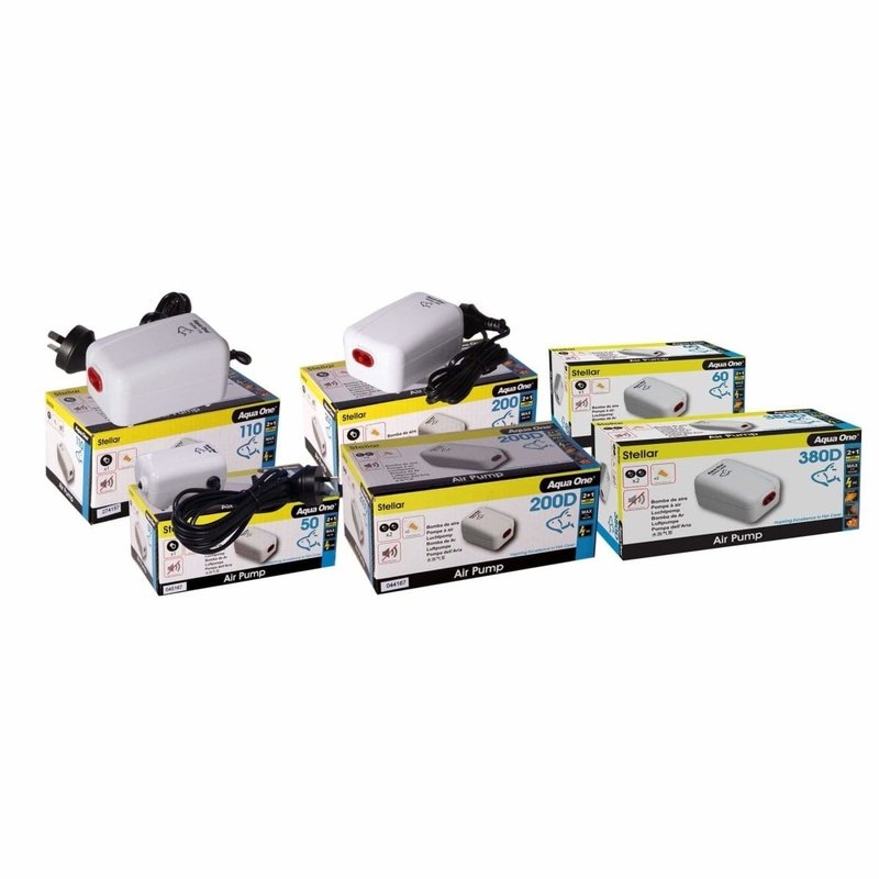 Aqua One Stellar Air Pump - High Performance Aquarium Air Pump for Fish Tanks, Ponds & Hydroponics | Quiet & Energy Efficient Oxygen Pump for Home, Office & Outdoor Use
