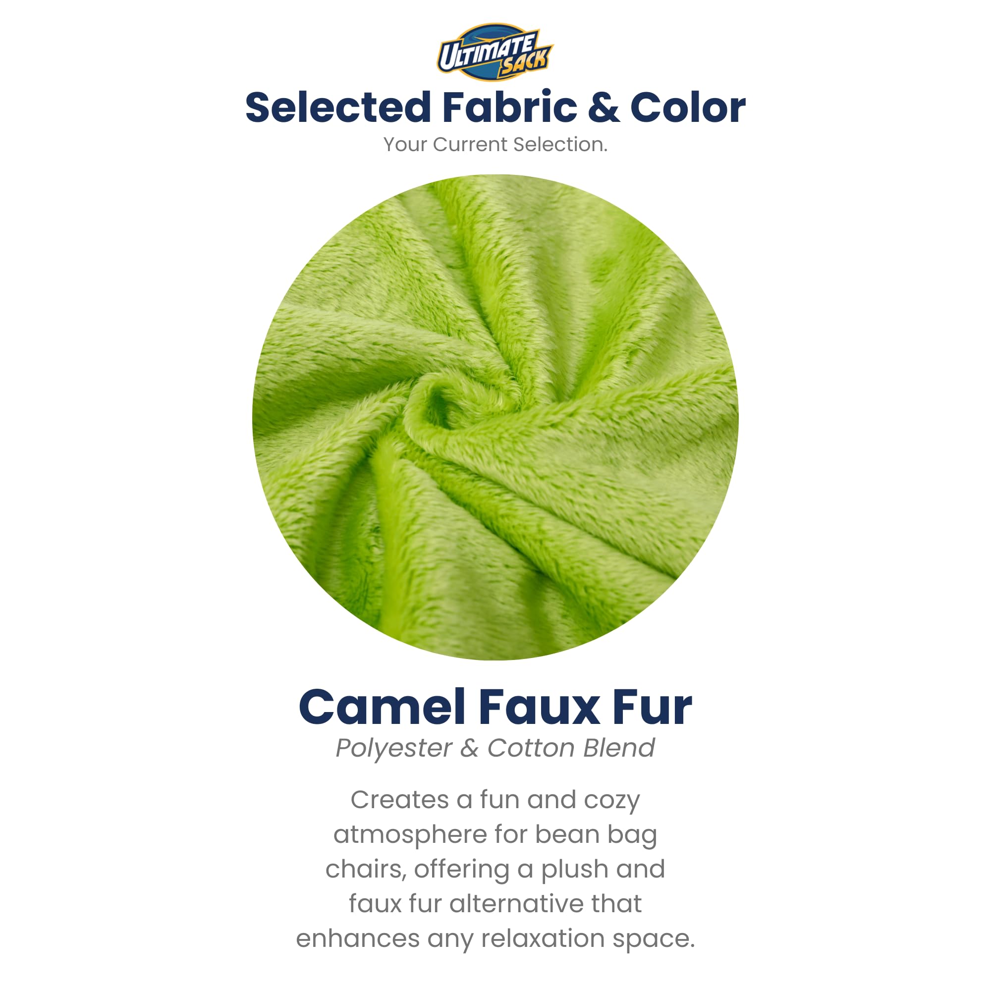 ULTIMATE SACK 5ft Oversized Bean Bag Chair for Adults - Super Soft Lime Fur Lounge Chair, Comfy Bean Bag Couch & Loveseat Alternative - Perfect for Living Room, Game Room, Dorm or Bedroom Relaxation