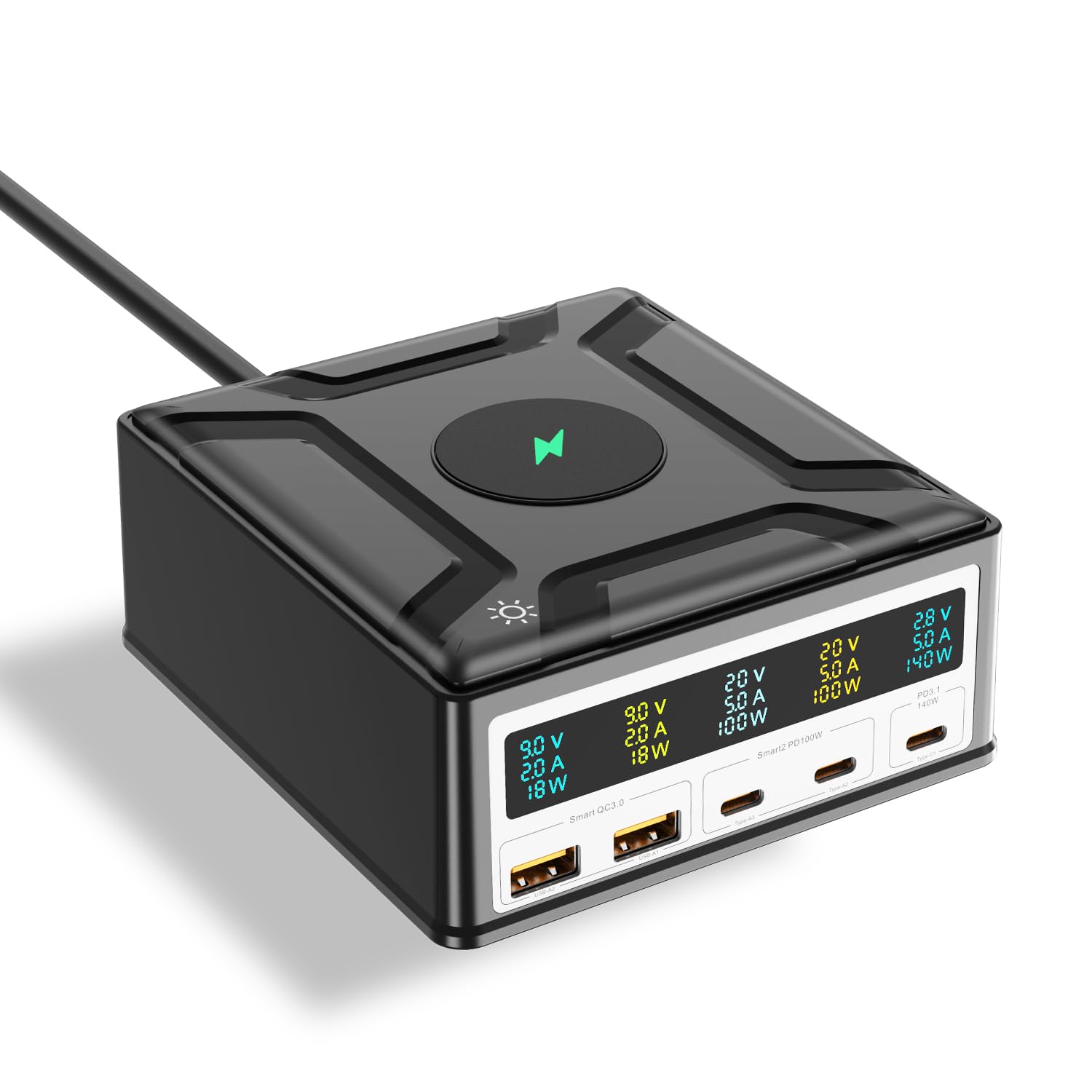 260W USB C GaN Fast Charger with 5-Ports - PD3.1 140W Desktop Charging Station for MacBook Pro/Air, iPad Pro, iPhone & Samsung - Compact Travel Power Adapter for Home, Office & On-the-Go Charging