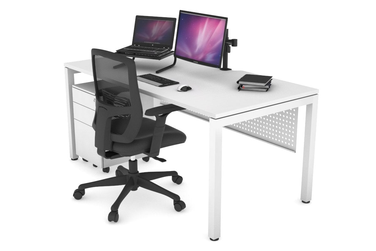 Quadro Square Legs Office Desk - 1800L x 800W Modern Workstation with Cable Management | Home Office, Study Room & Workspace Solution