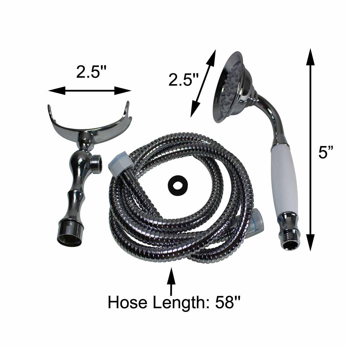 Renovators Supply Handheld Shower Head with 58-Inch Chrome Flexible Hose - Adjustable Spray Settings, Easy Installation for Bathroom & Shower Renovation - Perfect for Elderly, Kids, and Pet Washing