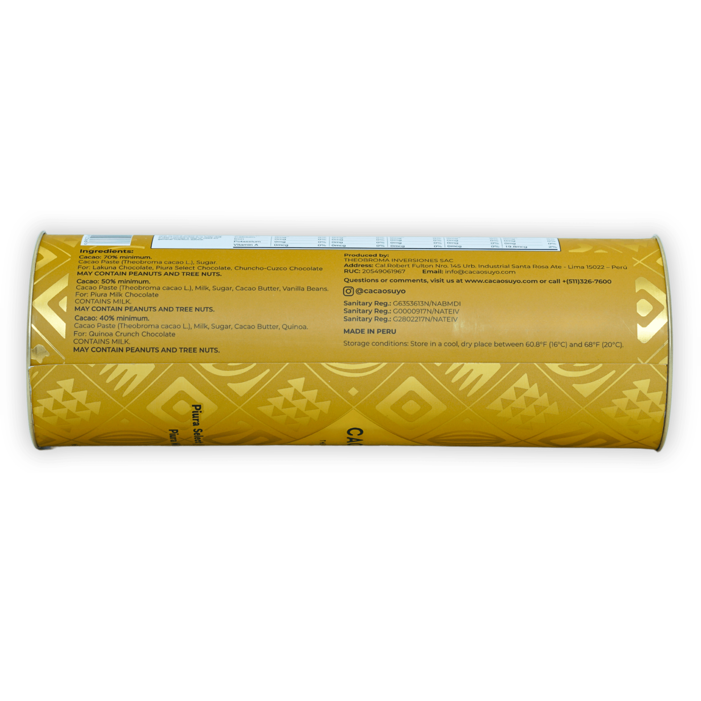 Premium Cacaosuyo Assorted Napolitans Chocolate Tube - 20 Pieces Gourmet Gift for Holidays, Parties & Dessert Lovers