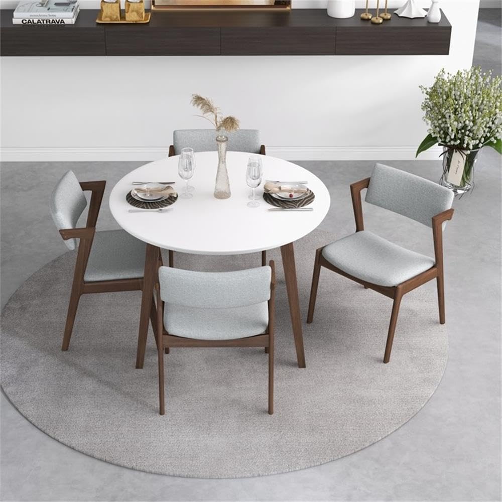 ASHCROFT Crawford Modern Style Solid Wood Walnut/White Top Rectangular 43-Inch Dining Table - Perfect for Contemporary Dining Rooms & Open-Concept Kitchens