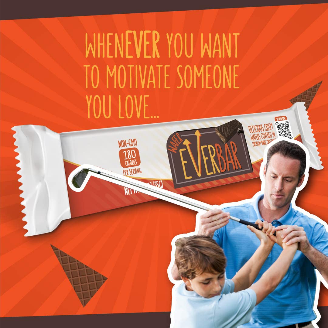 EverBar - Dark'n Crispy Chocolate Bars, 144 Count | Non-GMO Dark Chocolate Wafer Candy | Healthy Bite-Size Snack | Perfect with Coffee, Tea or for On-the-Go | Premium Wafer Chocolate for Office, Travel & Gifts