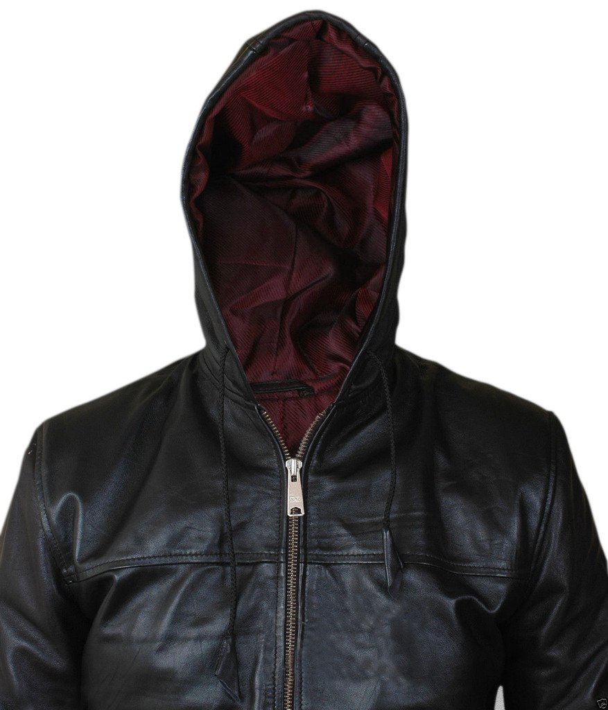 F&H Men's Genuine Leather Bomber Jacket with Hood - Air Force Style Aviator Coat for Casual & Outdoor Wear
