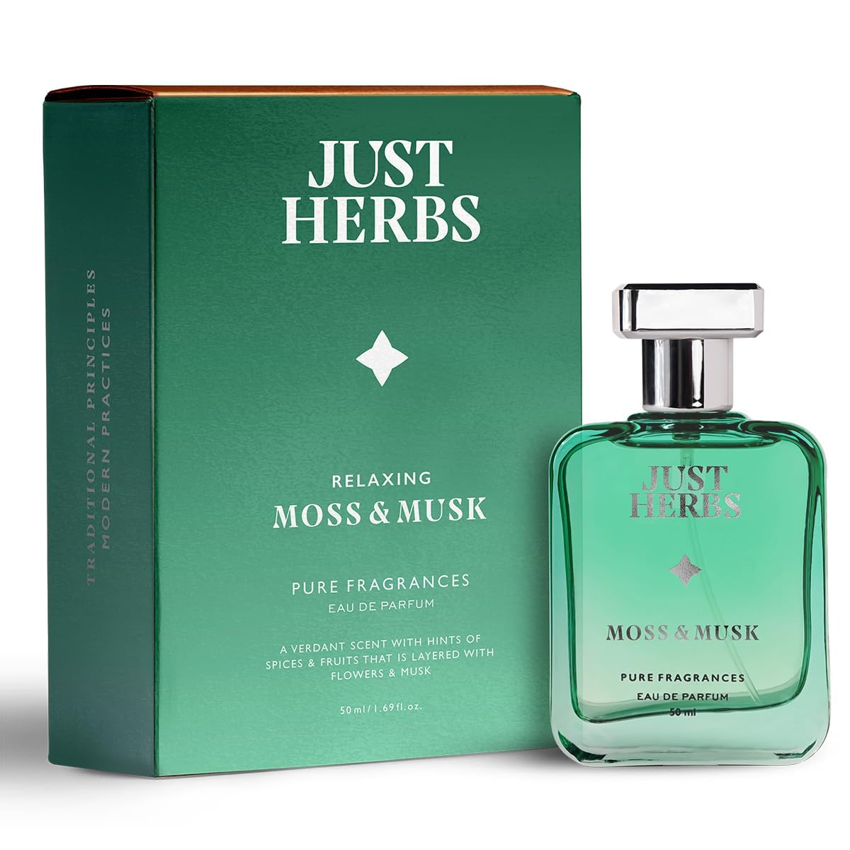 Just Herbs Relaxing Moss & Musk Floral Eau de Parfum - 50ml | Long-Lasting Luxury Fragrance for Men & Women | Perfect Gift for Romantic Dates, Special Occasions & Daily Wear