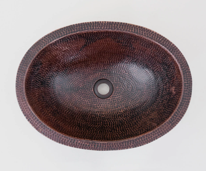 Handcrafted Oval Double Bowl Hammered Copper Sink - Farmhouse & Modern Kitchen Decor - Perfect for Bathroom Vanity, Outdoor Kitchen, and Rustic Home Renovation