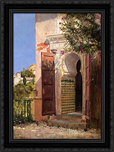 Tom Roberts 24x18 Black Ornate Wood Framed Canvas Art - Moorish Doorway Wall Decor for Living Room, Bedroom & Office | Handcrafted Home Decoration