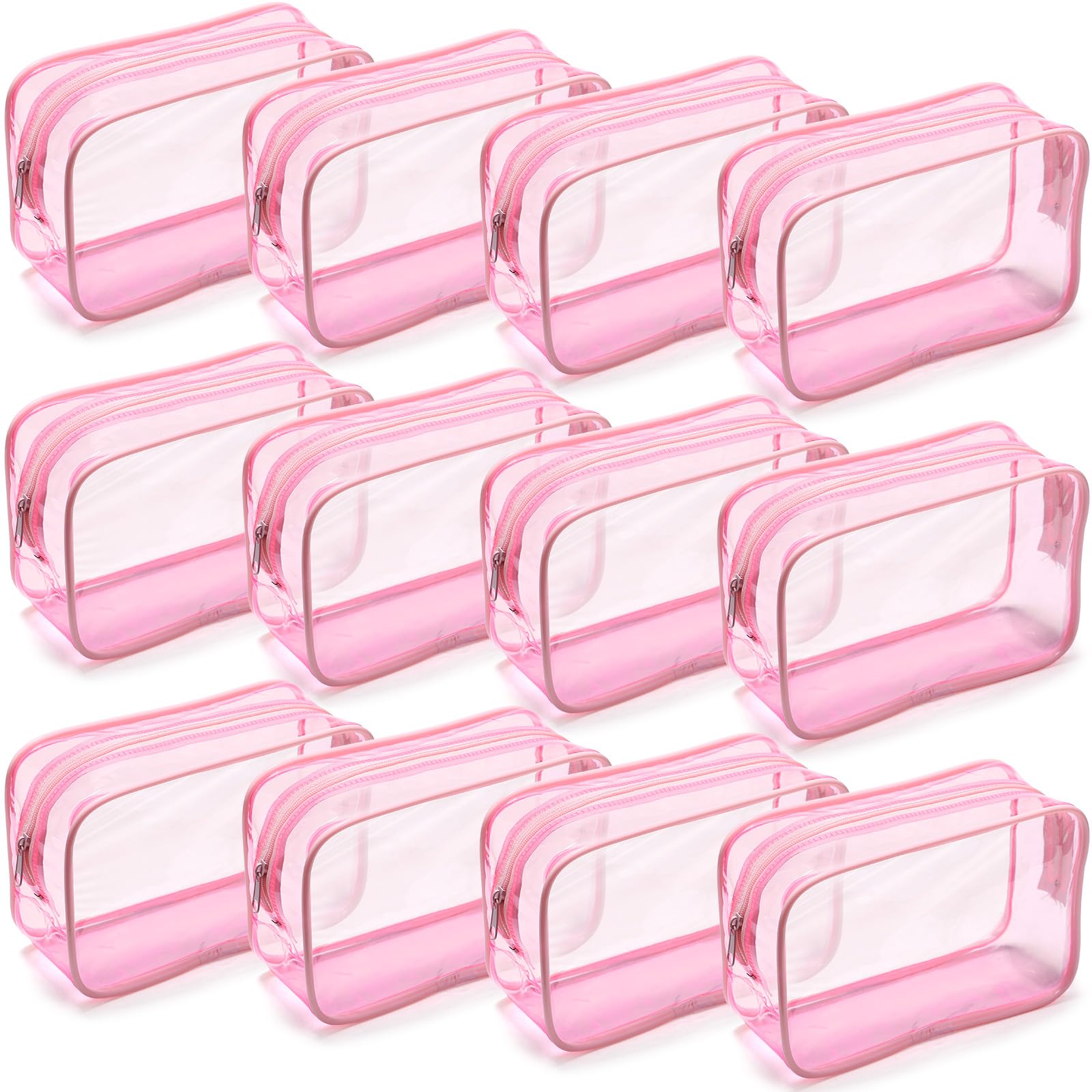 12-Piece Clear PVC Makeup Bags Set - Waterproof Cosmetic Storage Pouches with Zipper for Women | Travel Toiletry Organizer, Bathroom Essentials & Daily Makeup Organization
