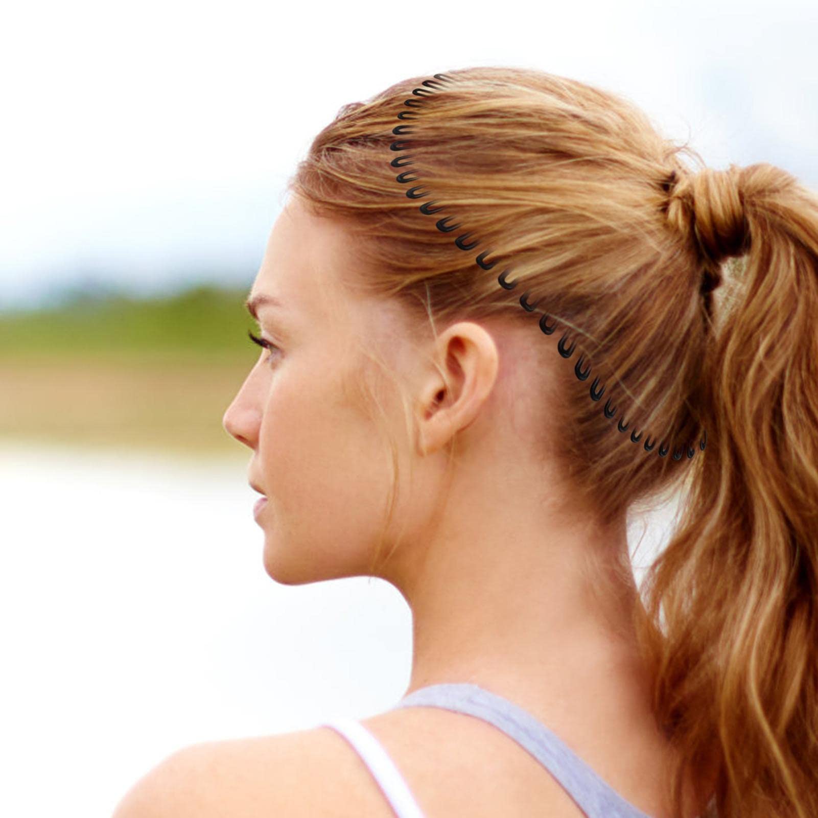 Full Circle Hair Comb Headband for Women - Flexible Non-Slip Elastic Headband with Circular Teeth - Perfect for Styling, Workouts, and Everyday Wear