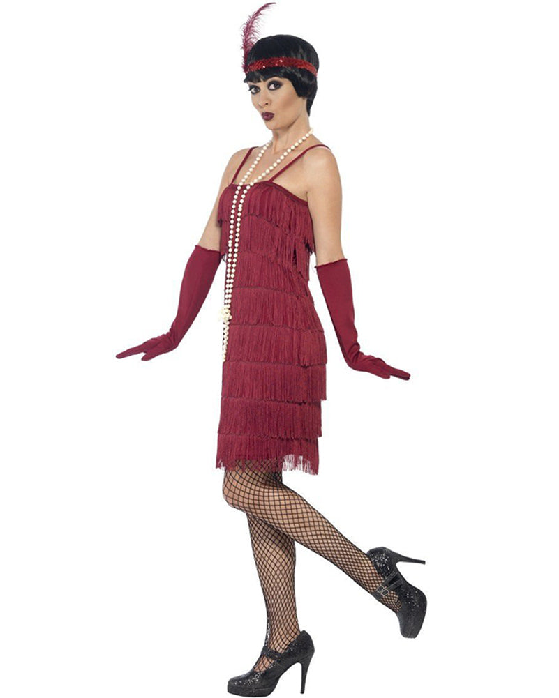 Vintage 1920s Burgundy Red Flapper Dress for Women - Roaring 20s Gatsby Party Costume, Halloween Outfit & Themed Party Dress