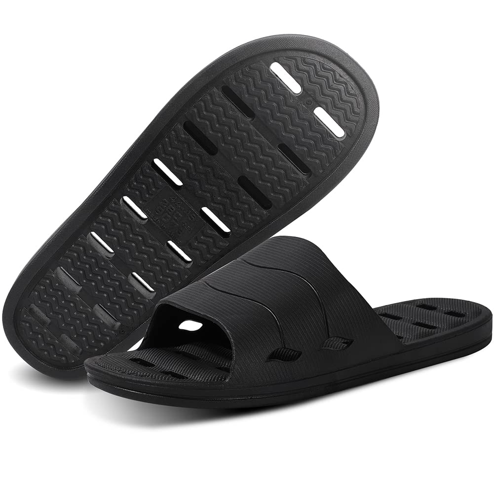 FINLEOO Quick-Drying Shower Sandals with Drainage Holes - Non-Slip Bathroom Slippers for Men & Women, Soft Sole Open-Toe House Slippers for Gym, Spa & Home Use