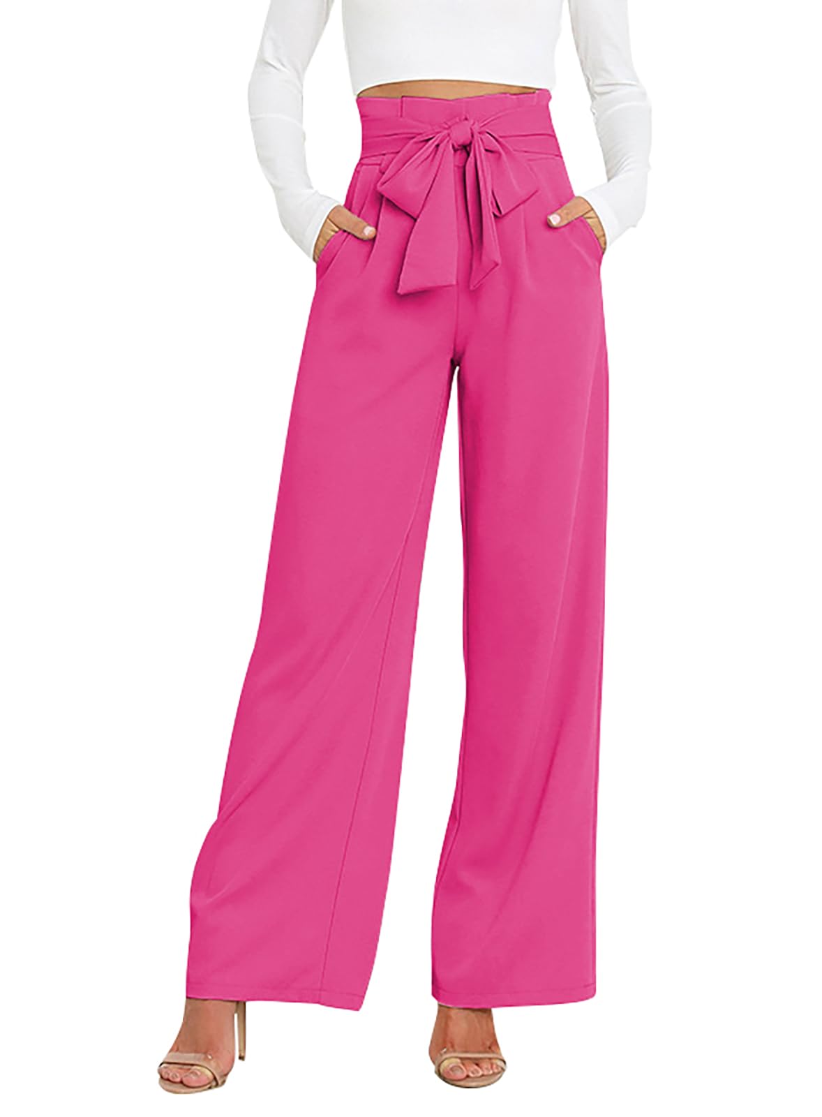 GUOLEZEEV High Waist Wide Leg Pants for Women - Business Casual Office Pants, Comfortable Work Trousers with Stretchy Fabric | Perfect for Office Wear, Business Meetings & Professional Outfits