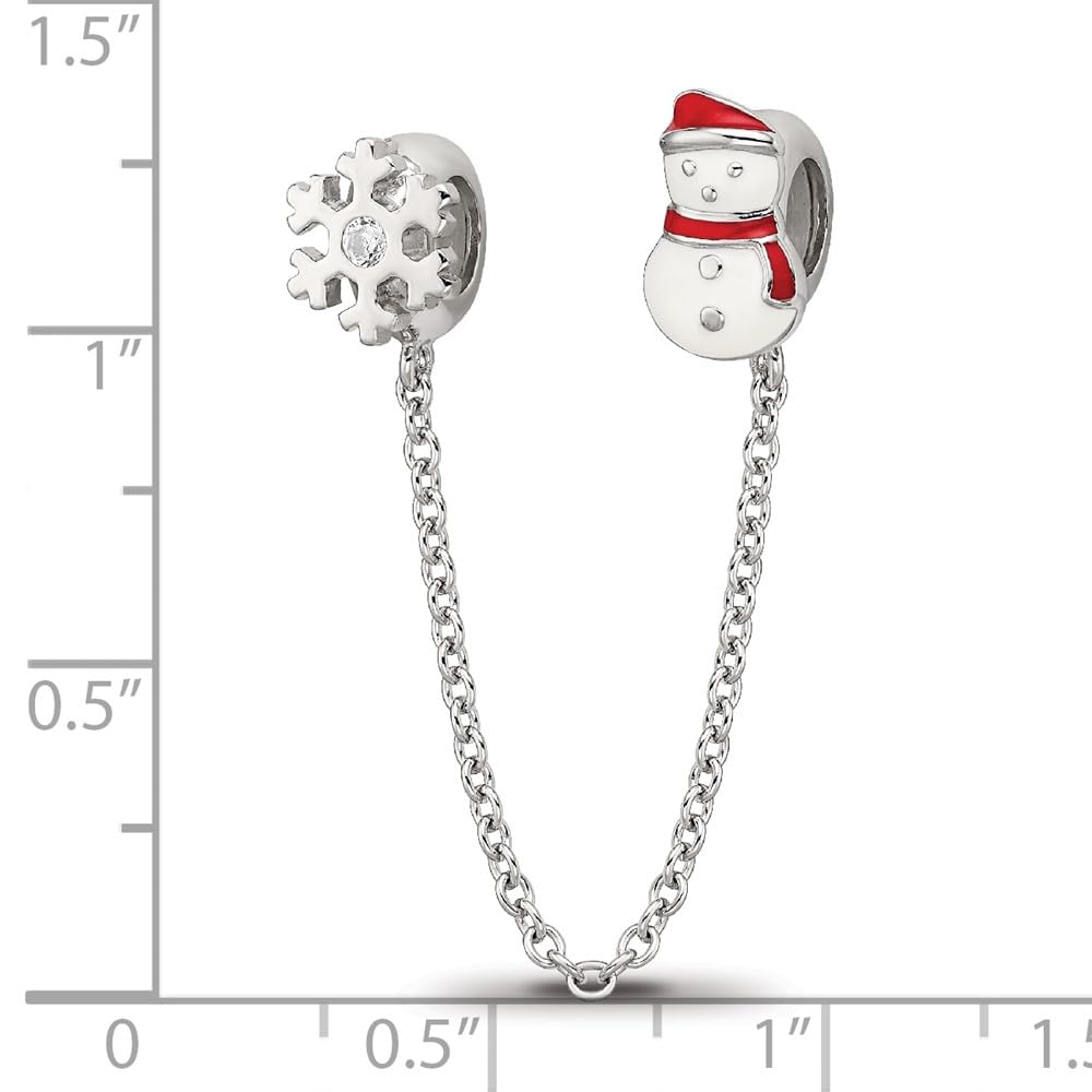 925 Sterling Silver Snowflake & Snowman Cubic Zirconia Charm Pendant Necklace for Women - Elegant Christmas Jewelry Gift for Her - Perfect for Holiday Parties, Office Wear & Special Occasions