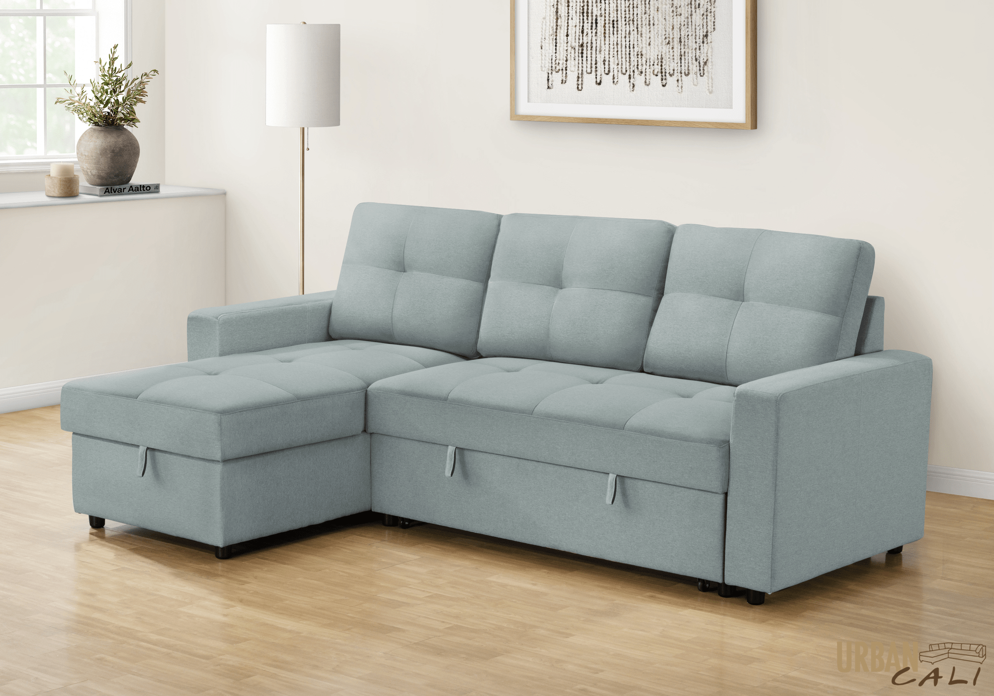 Venice Sleeper Sectional Sofa Bed with Reversible Storage Chaise - 5 Color Options | Convertible Couch for Small Spaces, Guest Room & Apartment Living
