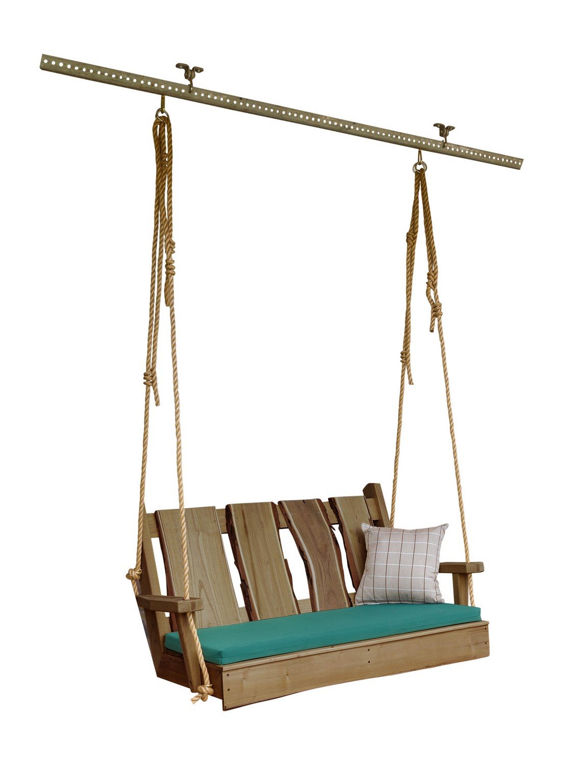 A&L Furniture Blue Mountain Timberland Swing with Rope - Heavy Duty Wooden Porch Swing for Outdoor Garden, Patio, Backyard Relaxation