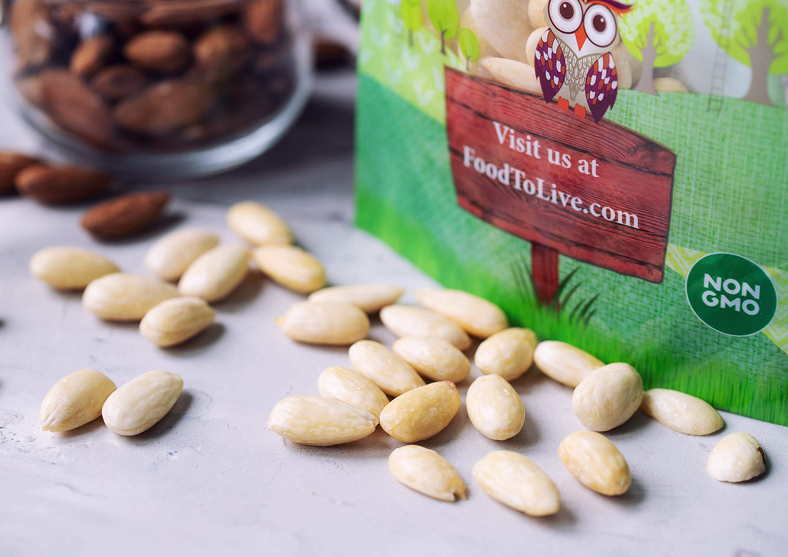 Food to Live Organic Blanched Whole Almonds, 16 Pounds - Non-GMO, Raw, Unpasteurized, Unsalted, Keto, Paleo, Kosher Certified, Bulk Almonds | High in Protein, Fiber, Vitamin E, Manganese & Riboflavin | Perfect for Snacking, Baking, Cooking & Healthy Recipes