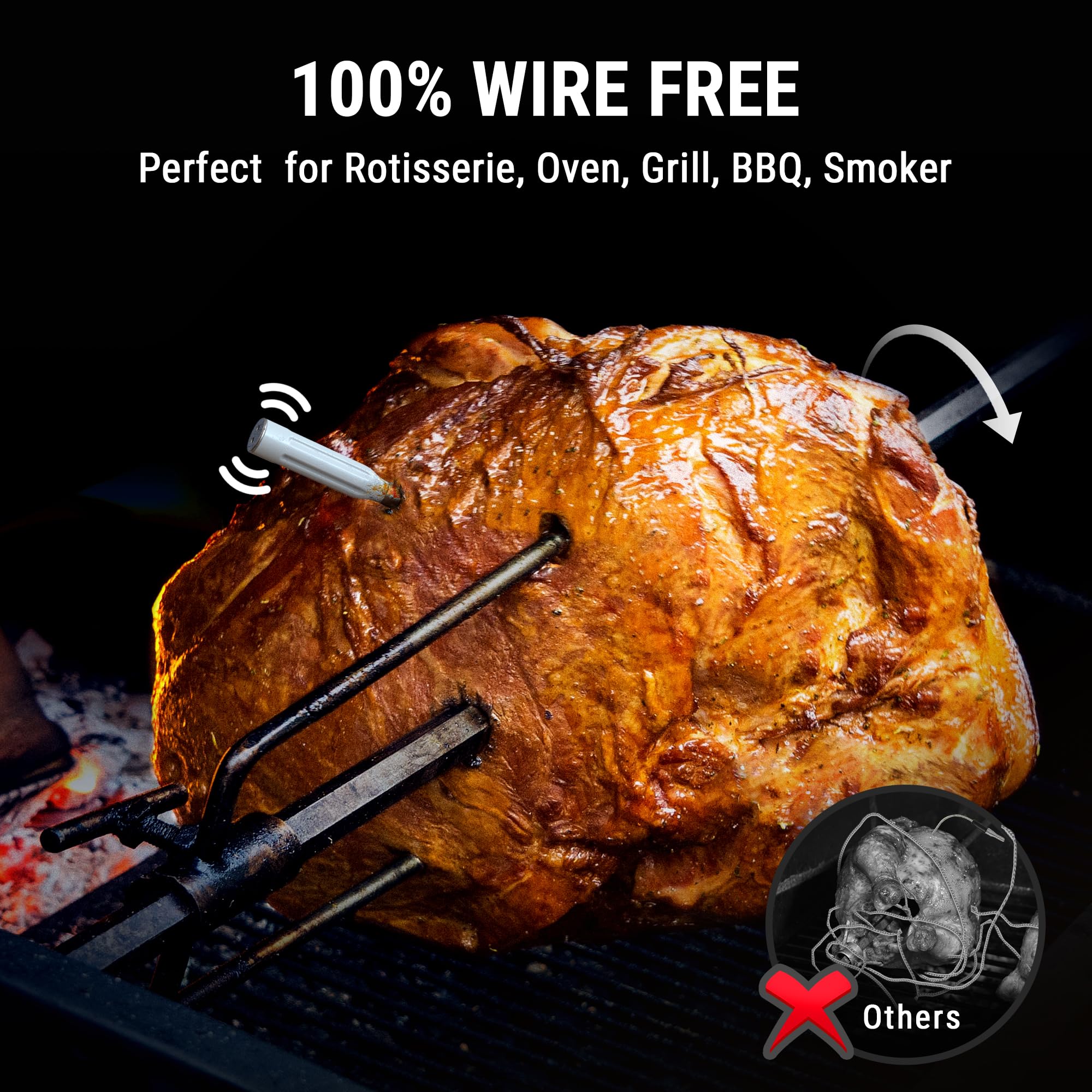 TempSpike 500FT Wireless Meat Thermometer with Dual Probes - Bluetooth BBQ Thermometer for Grilling, Smoking, Rotisserie - LCD Display & Long Range - Perfect for Turkey, Beef, Chicken & Outdoor Cooking