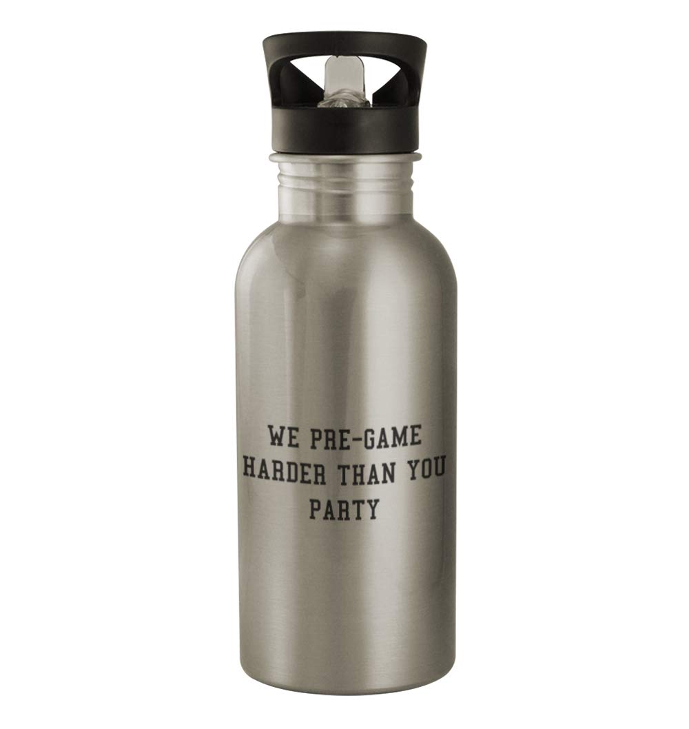 Funny 20oz Silver Water Bottle - Middle of the Road Pre-Game Harder Than Party #220 - Perfect for Gym, Work & Outdoor Activities