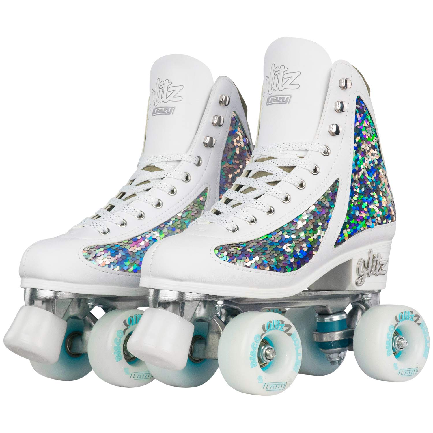 Crazy Skates Glitz Roller Skates for Women & Girls - Adjustable & Fixed Sizes | Sparkling Glitter Quad Skates for Rink, Park & Outdoor Skating | Roller Derby & Recreational Skating