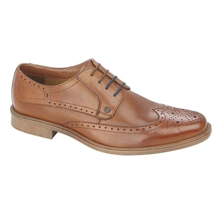 Lambretta Harvey Men's Tan Leather Brogues Oxford Shoes - Classic Style for Business, Office & Formal Occasions