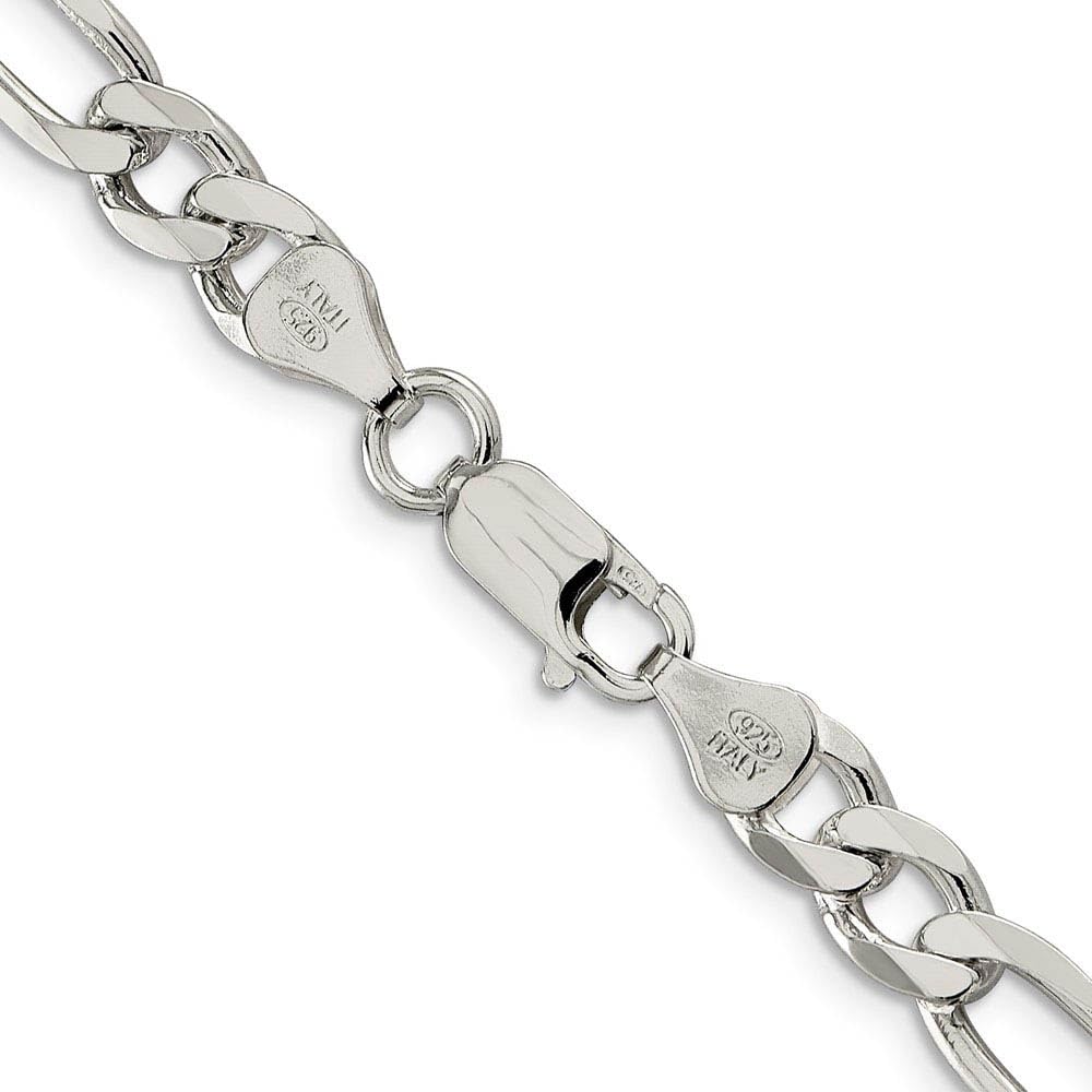The Black Bow Men's 6.5mm Rhodium Plated Sterling Silver Solid Figaro Chain Necklace - Perfect for Casual and Formal Occasions