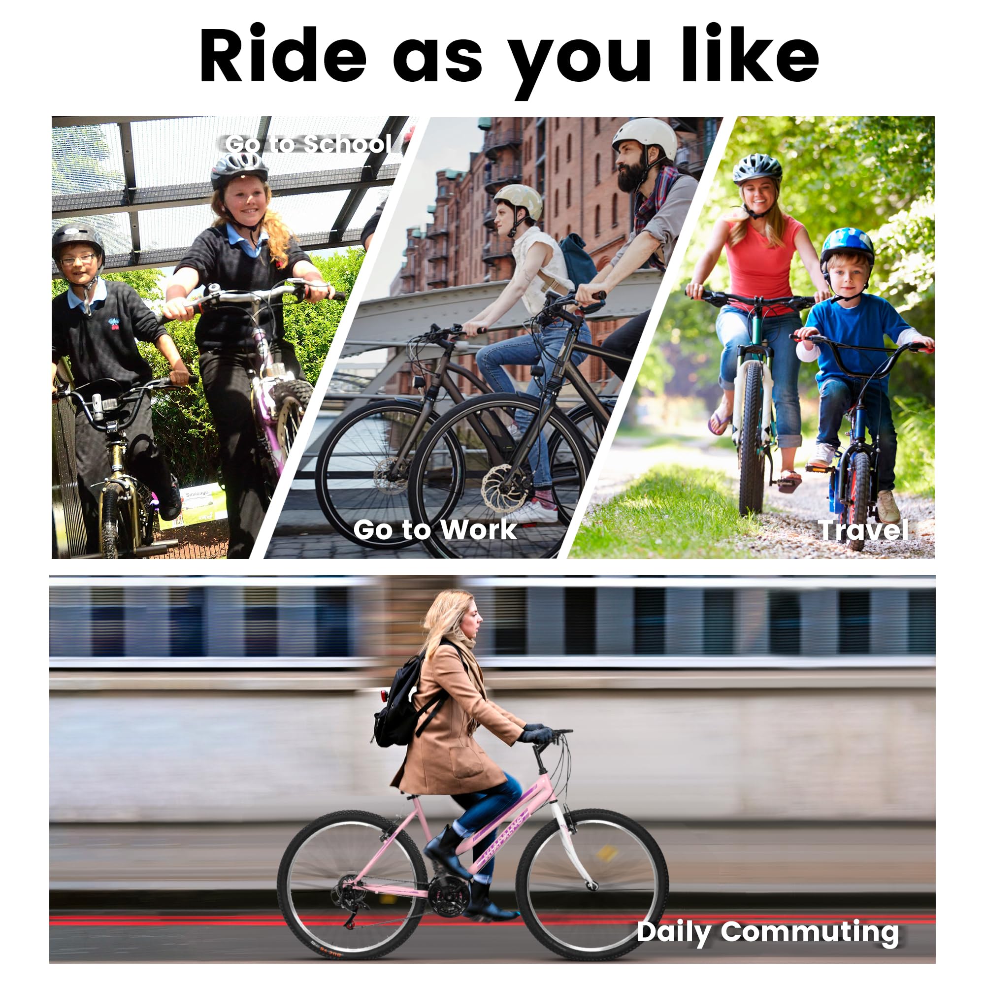 26 Inch Mountain Bike for Men & Women - 21 Speed Bicycle with V-Brake for Outdoor Cycling, Commuting, Snow Riding - Perfect Gift for Birthday, New Year - Ideal for School, Work & City Riding