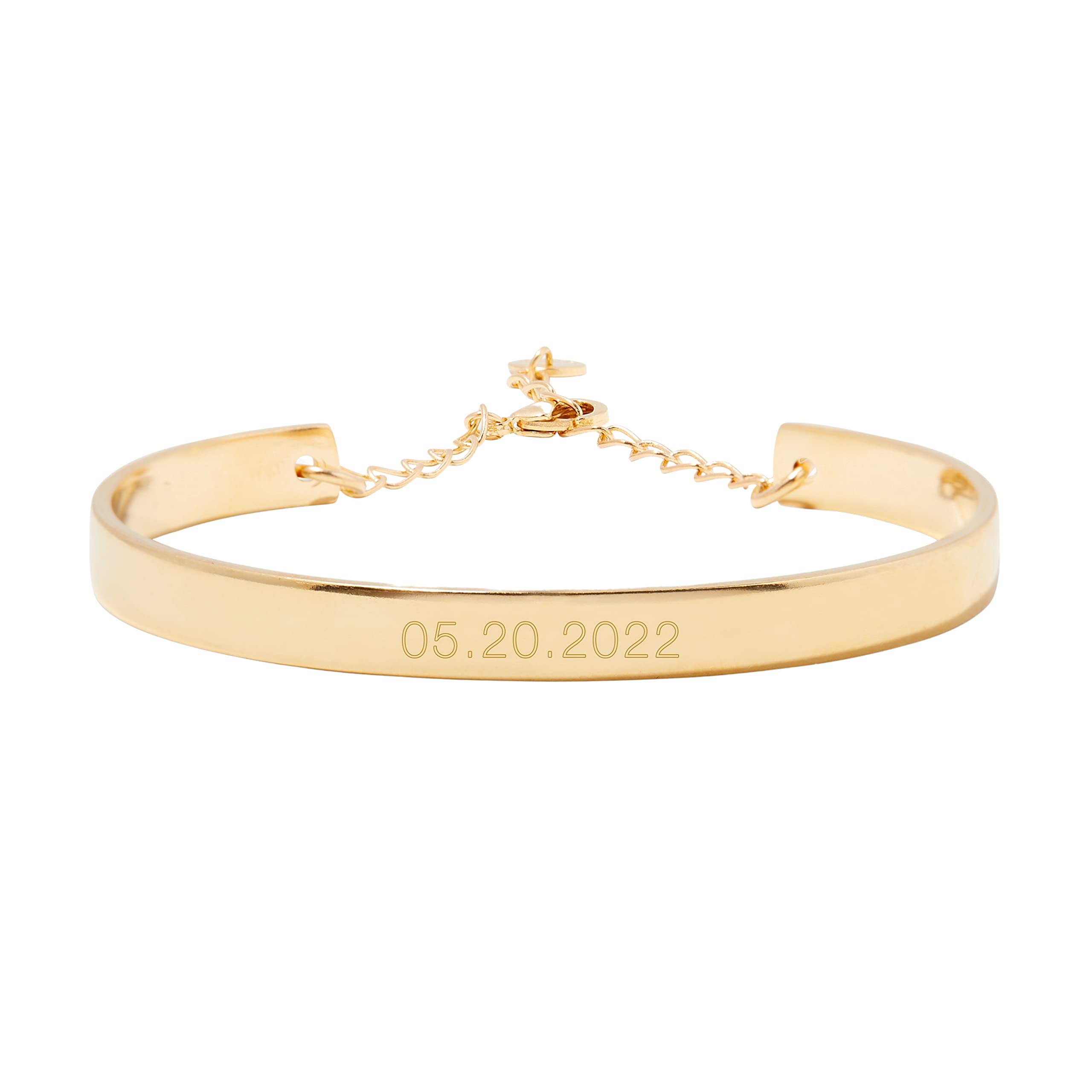 Custom Engraved Date Cuff Bracelet for Women - Personalized Couples Jewelry with Date - Romantic Anniversary Gift, Friendship Bracelet, Graduation Present - Perfect for Weddings, Valentine's Day & Special Occasions