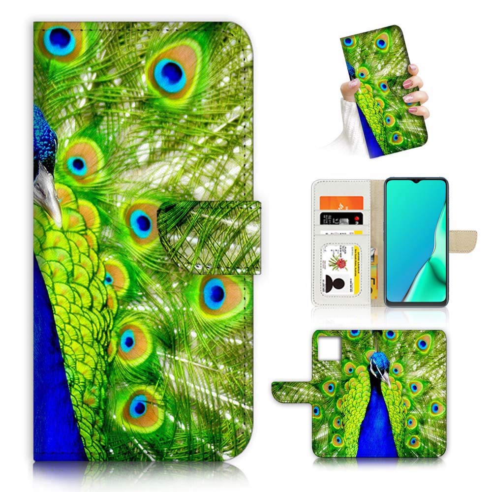 Premium Flip Wallet Phone Case Cover for iPhone 12 & iPhone 12 Pro - A20081 Peacock Design | Slim Protective Case with Card Slots | Perfect for Everyday Use, Travel & Business Meetings