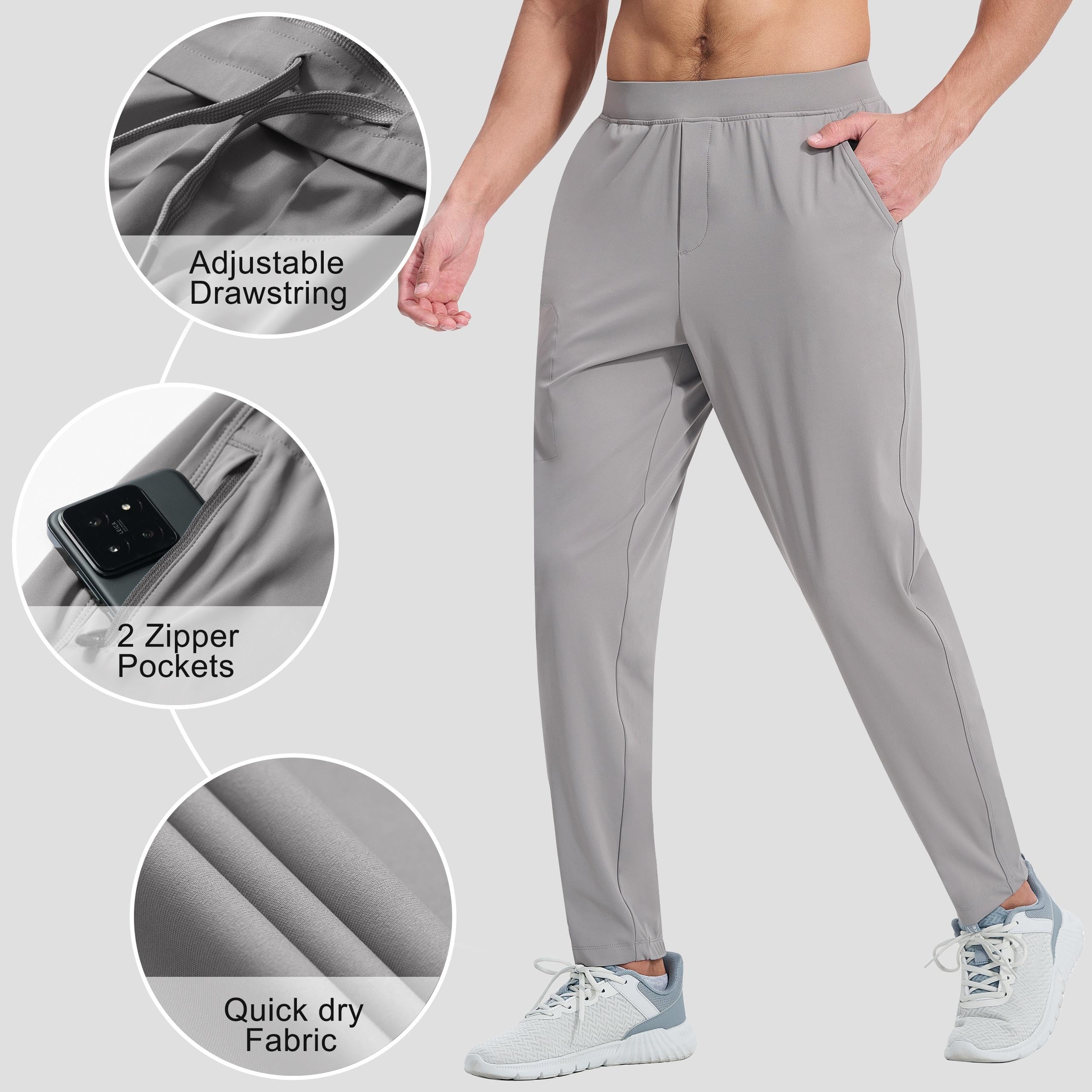 EZRUN Men's Stretch Jogger Pants - Quick Dry Athletic Workout Golf Running Gym Hiking Sweatpants for Men | Perfect for Workouts, Golfing, Running & Outdoor Activities