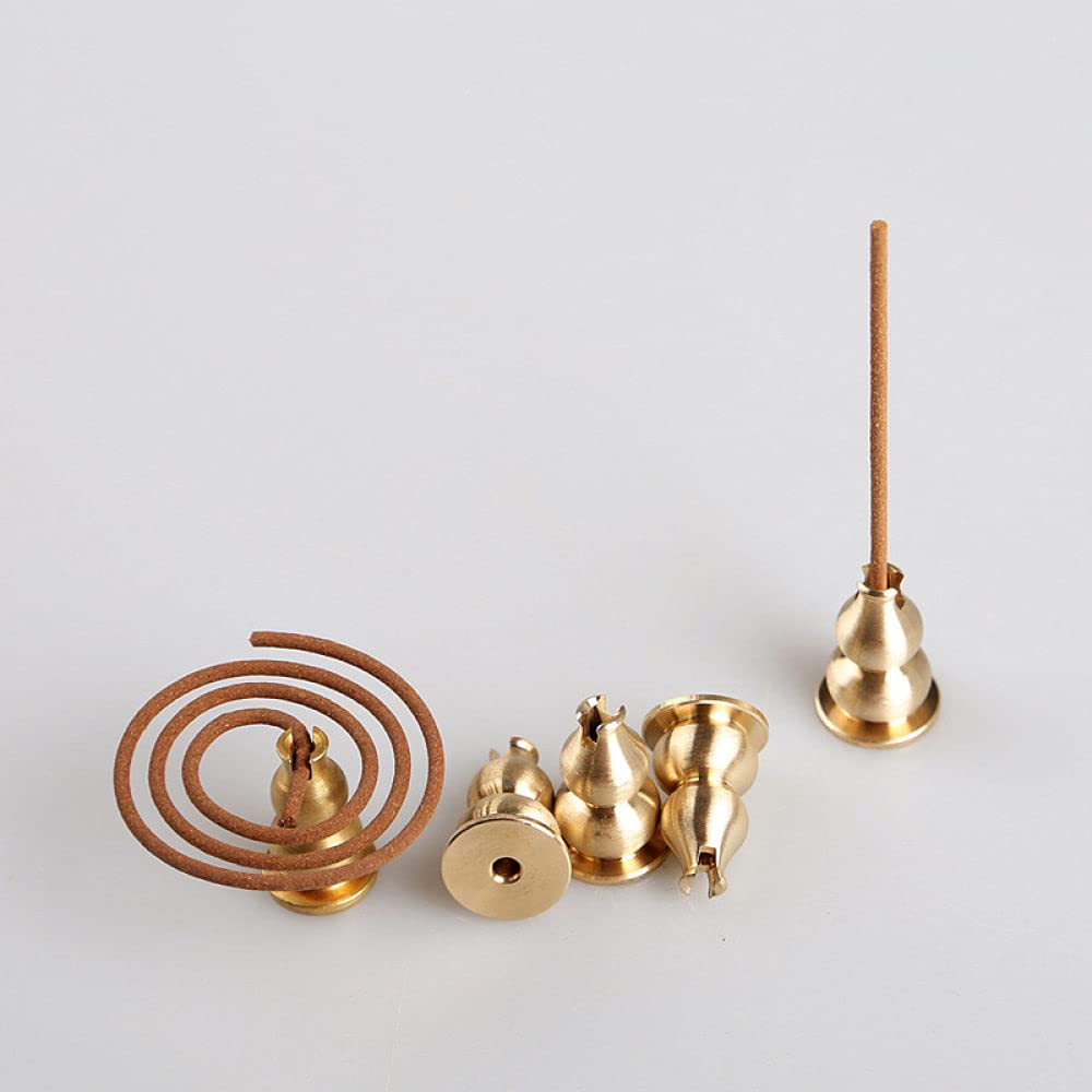 Premium Copper Gourd Incense Burner Stick Set - 5 Pack Metal Incense Holder for Aromatherapy, Meditation & Home Decor - Mini Incense Stick Holder for Relaxation & Spiritual Use