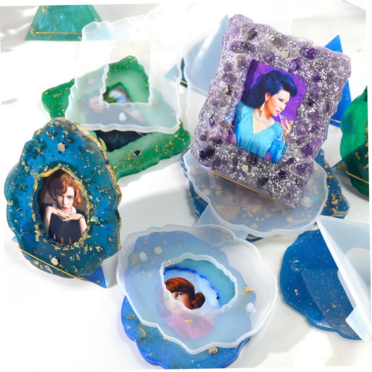 EXCEART 1-Piece Silicone Photo Frame Mold for Resin Epoxy DIY - Crystal Jewelry Making, Triangle Casting White Frame - Perfect for Home Decor, Wedding Favors, and Handmade Gift Projects