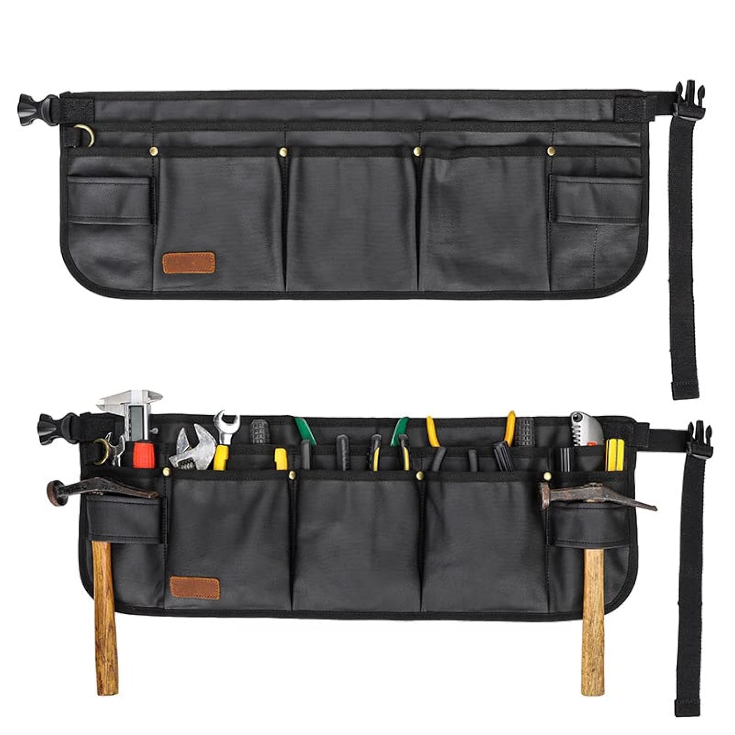 Men's Heavy Duty Tool Belt Pouch - 13 Pocket Adjustable Utility Belt for Electricians, Carpenters, Mechanics & Gardeners - Durable Canvas Waist Tool Bag for Construction, DIY & Home Improvement Projects