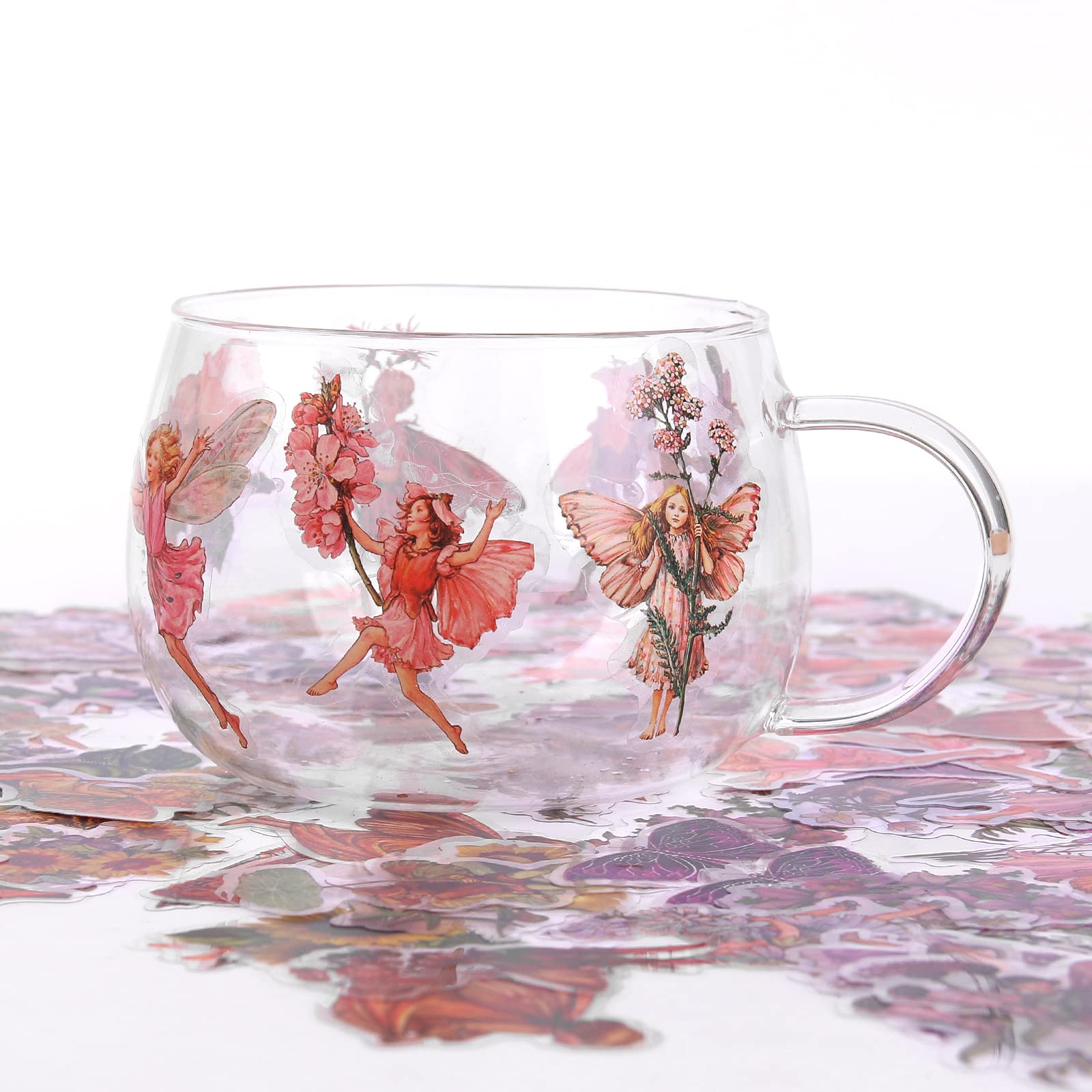 Cute Fairy Stickers for Journaling - 180pcs Transparent Flower Fairy Butterfly Stickers for Scrapbooking, Card Making, Planner, DIY Crafts, Resin Art - Perfect for Bullet Journals, Gift Wrapping & Kids Crafts