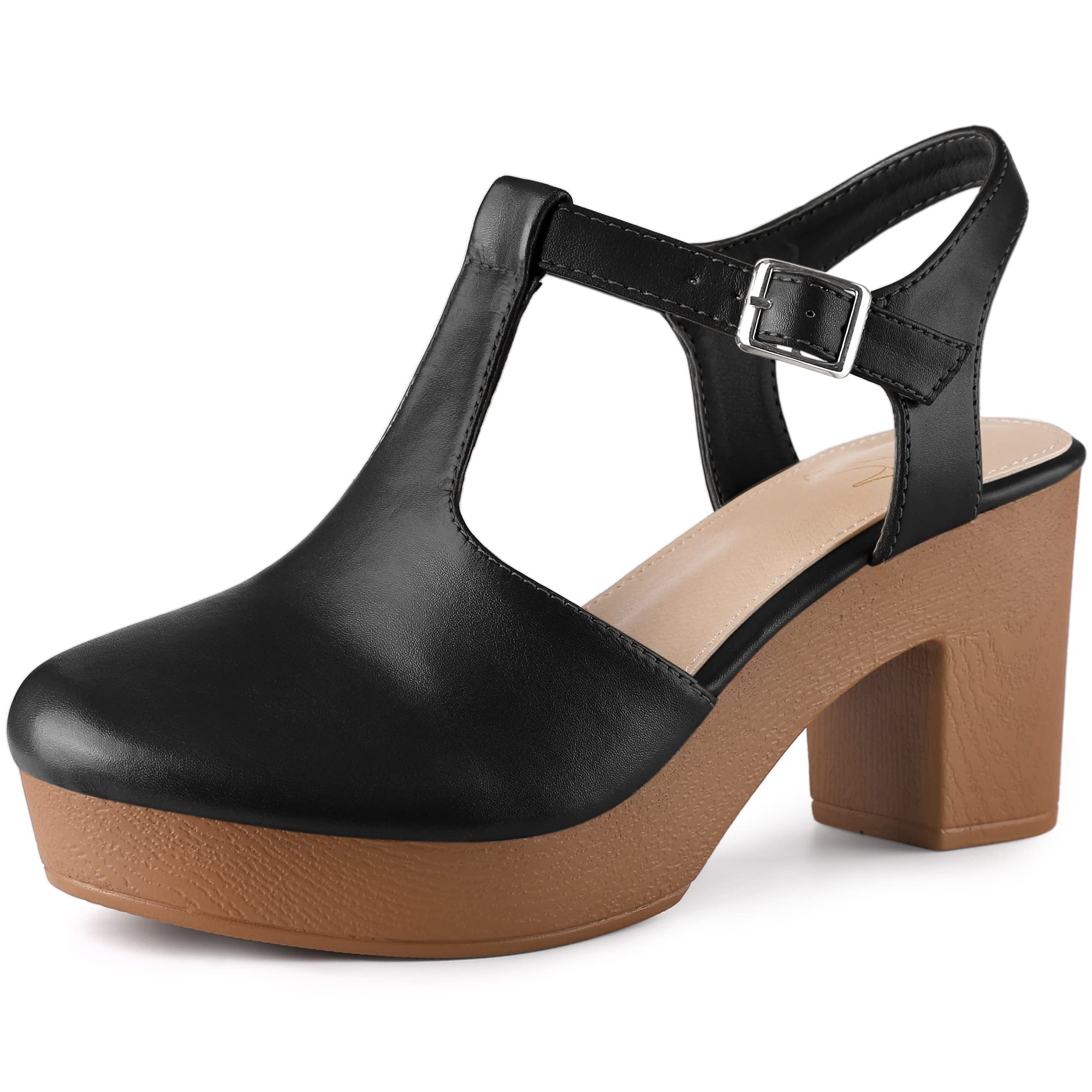 Perphy Women's Platform T-Strap Chunky Heel Mule Sandals - Comfortable & Stylish Summer Shoes for Casual Outings, Beach Wear & Party Occasions