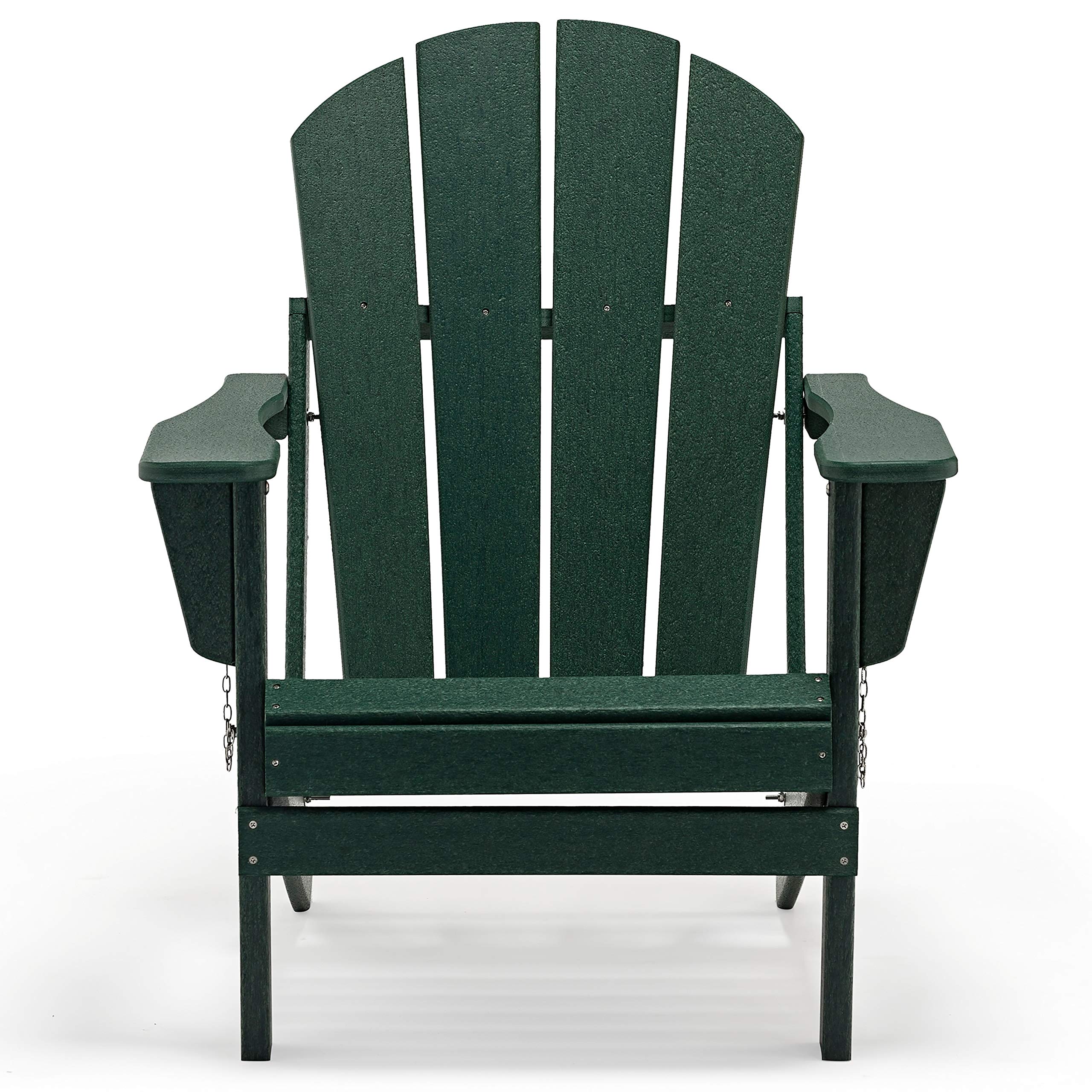 WO Home Furniture Adirondack Chair - Outdoor Folding Lounger for Fire Pit, Beach, Balcony, Backyard, Lawn, Patio, Pool, Deck & Garden - Comfortable Dark Green Relaxation Chair for Outdoor Living Spaces